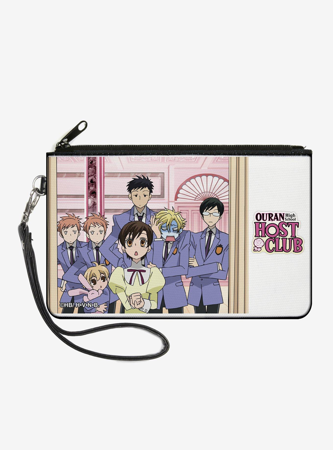 Ouran High School Host Club Haruhi with Six Boys Group Pose and Logo Zip Clutch Wallet, , hi-res