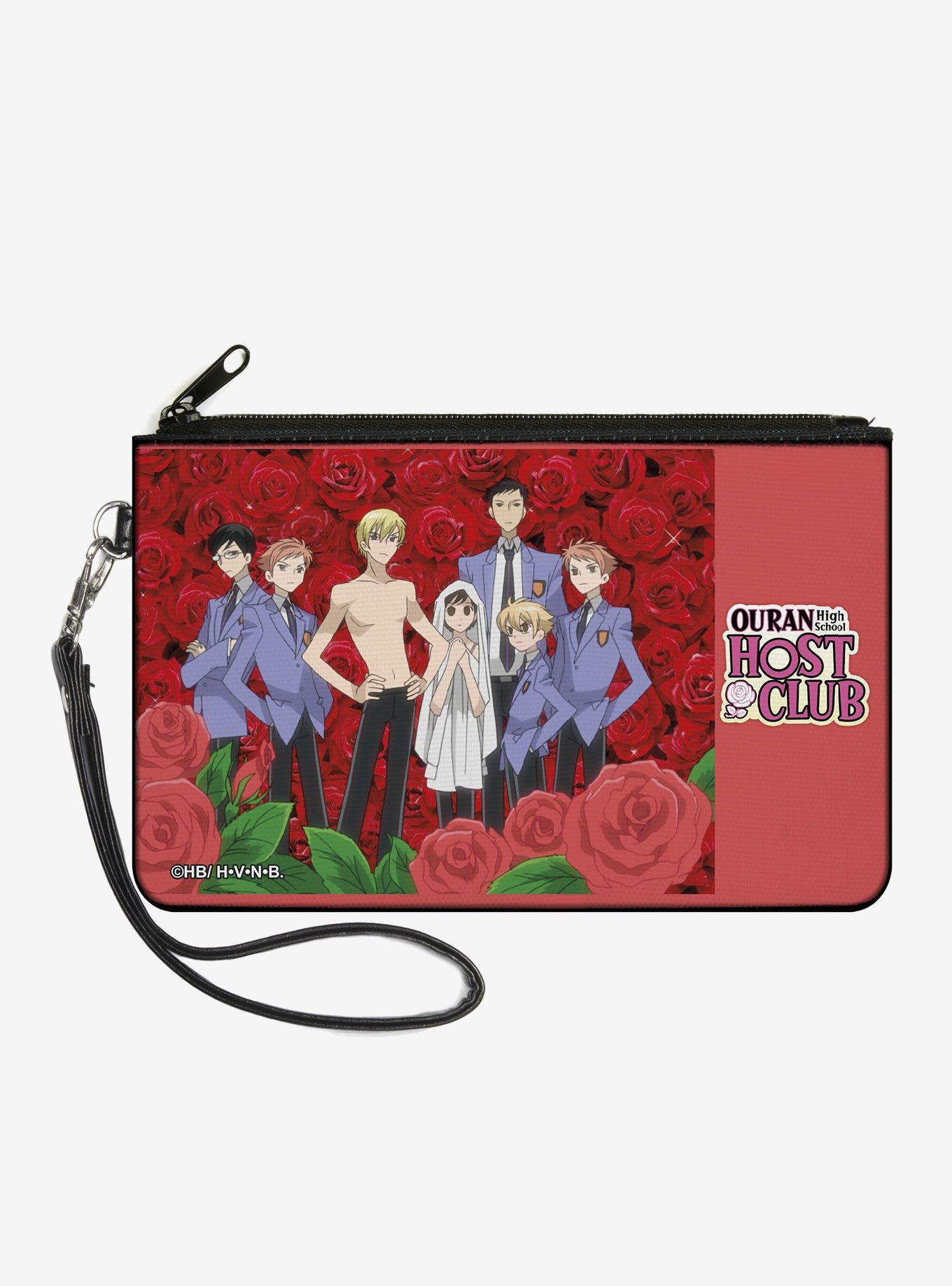 Ouran High School Host Club Red Roses Group Pose and Title Zip Clutch Wallet