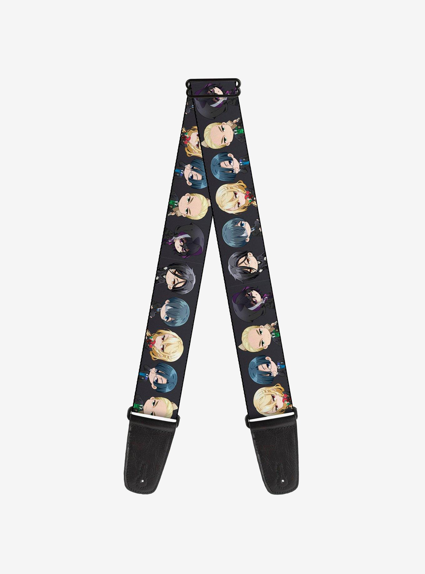 Black Butler Six Chibi Characters Poses Black Guitar Strap, , hi-res