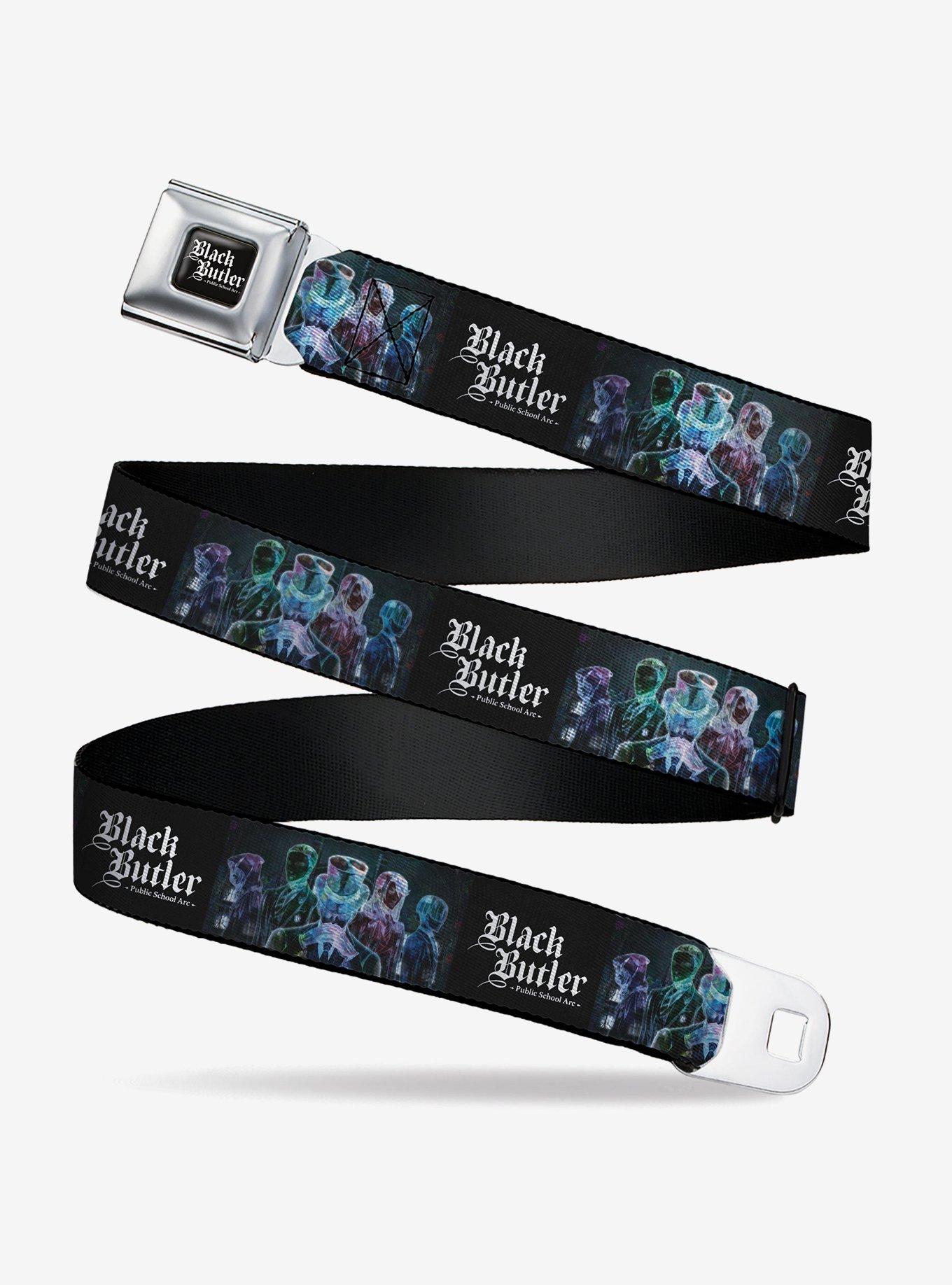 Black Butler Five Character Group Pose and Title Black Seatbelt Buckle Belt, , hi-res