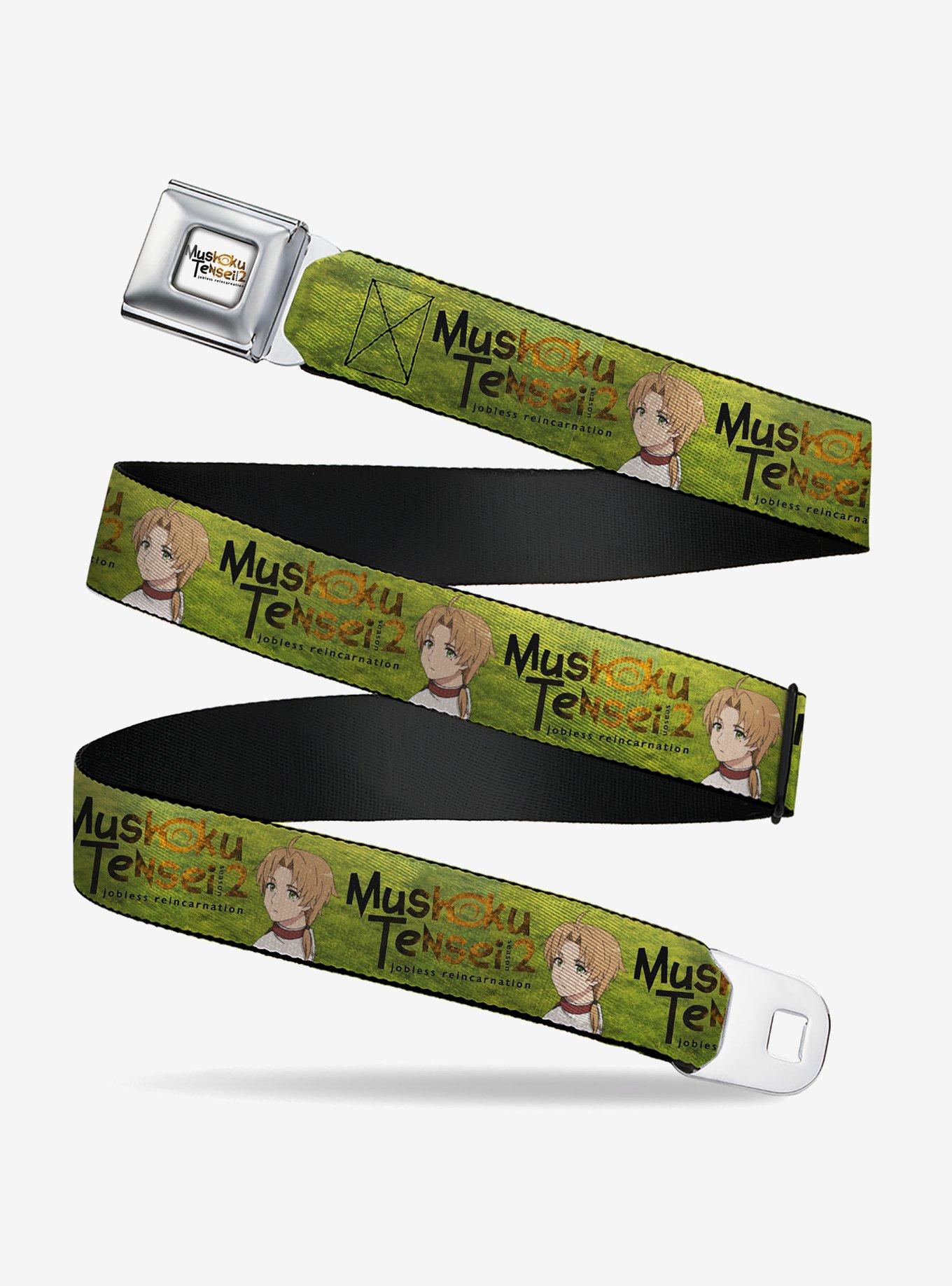 Mushoku Tensei Jobless Reincarnation Rudeus Greyrat Pose and Title Green Seatbelt Buckle Belt, , hi-res