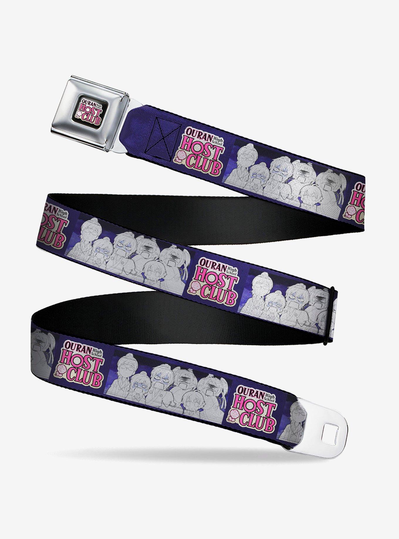 Ouran High School Host Club Character Doodle and Logo Violet Seatbelt Buckle Belt