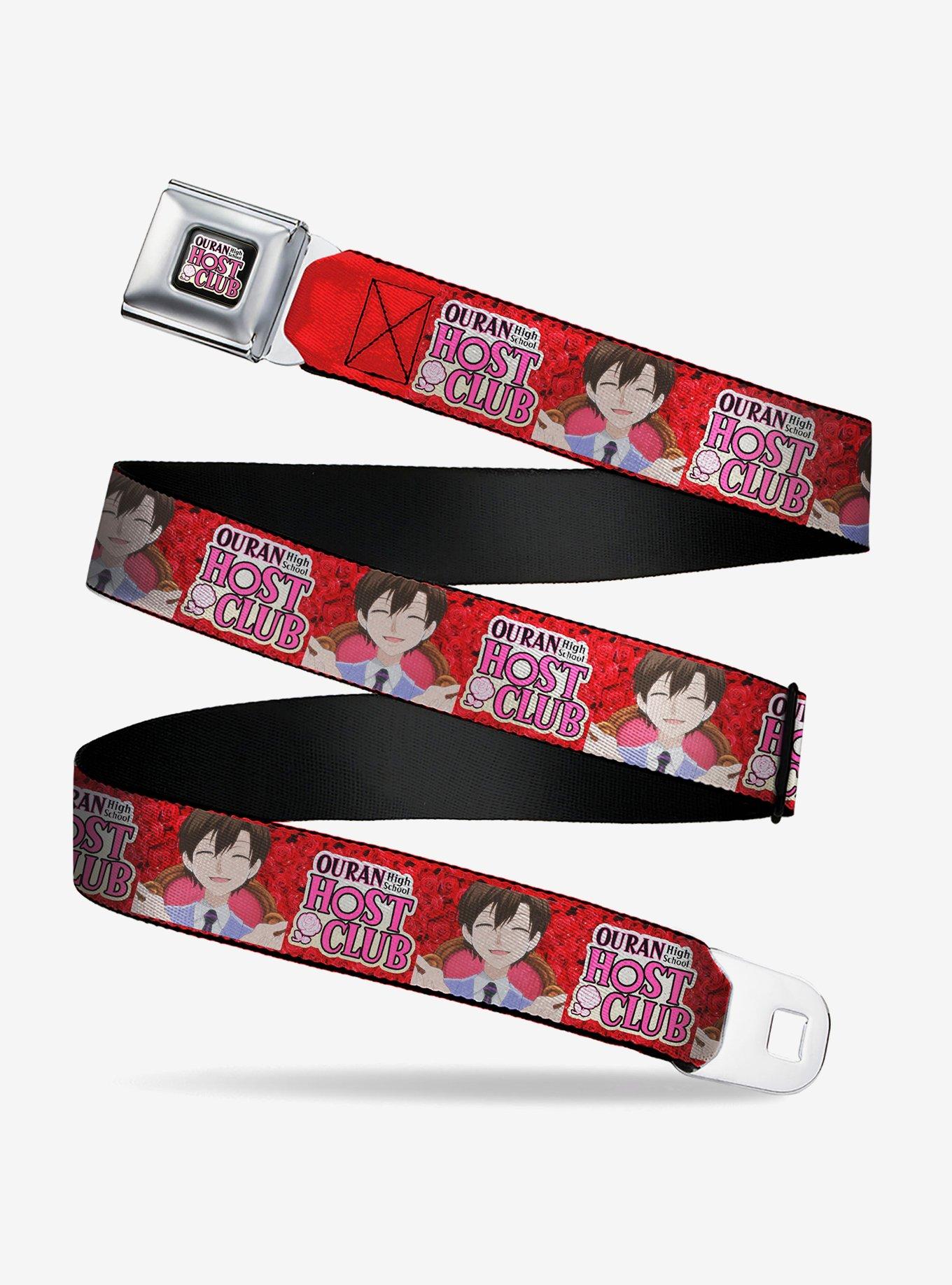 Ouran High School Host Club Haruhi Smiling Pose with Roses and Logo Seatbelt Buckle Belt, , hi-res