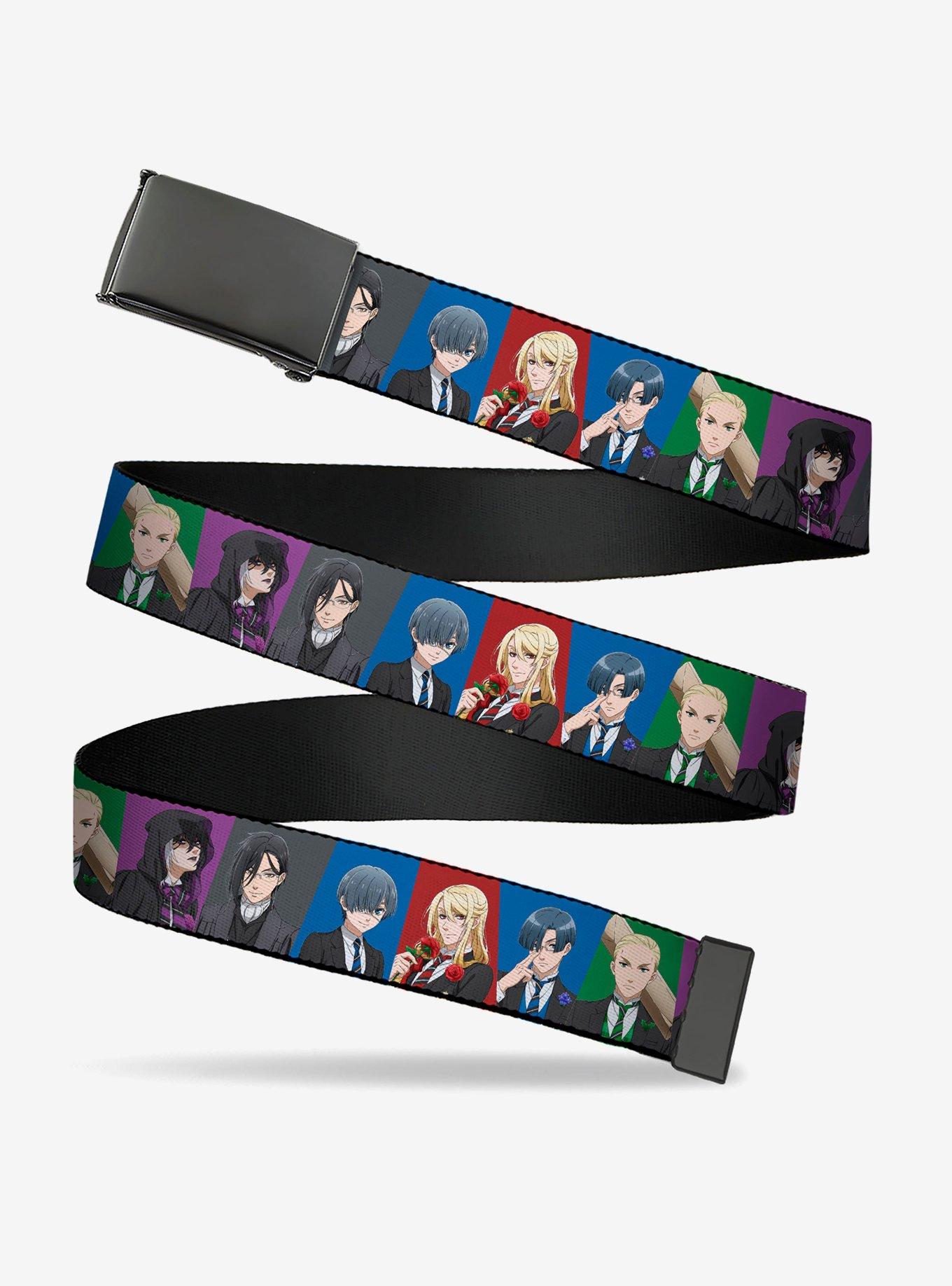 Black Butler Six Character Pose Blocks Multi Clamp Buckle Belt, , hi-res