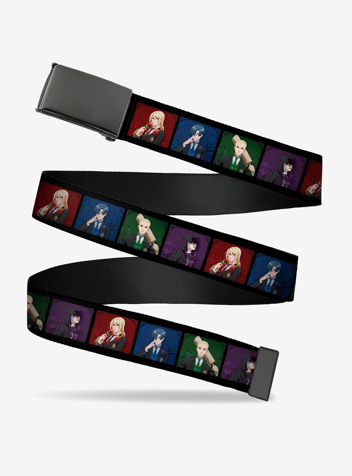 Black Butler House Head Pose Blocks Black Multi Clamp Buckle Belt, , hi-res
