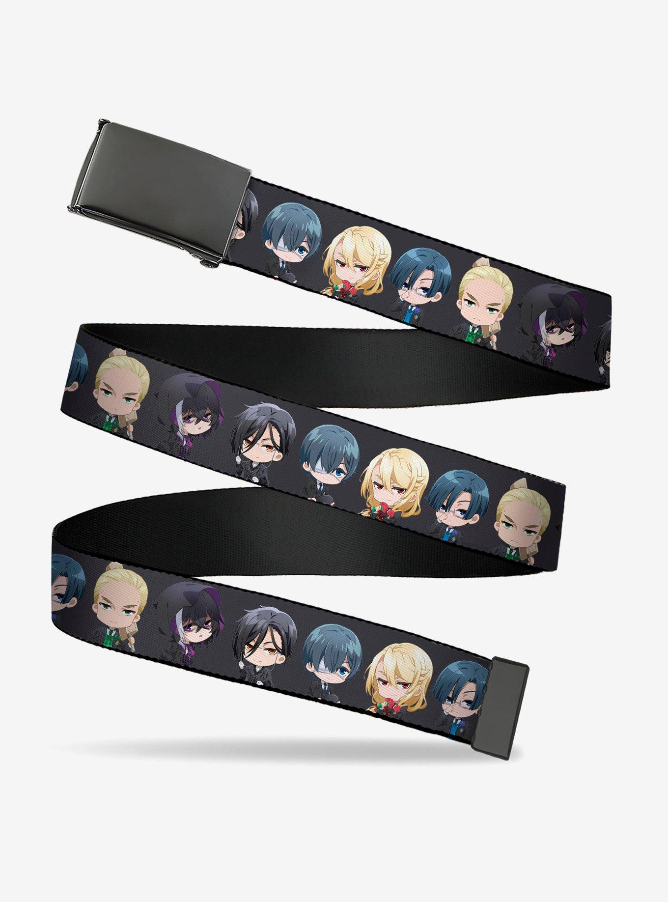 Black Butler Six Chibi Characters Poses Clamp Buckle Belt