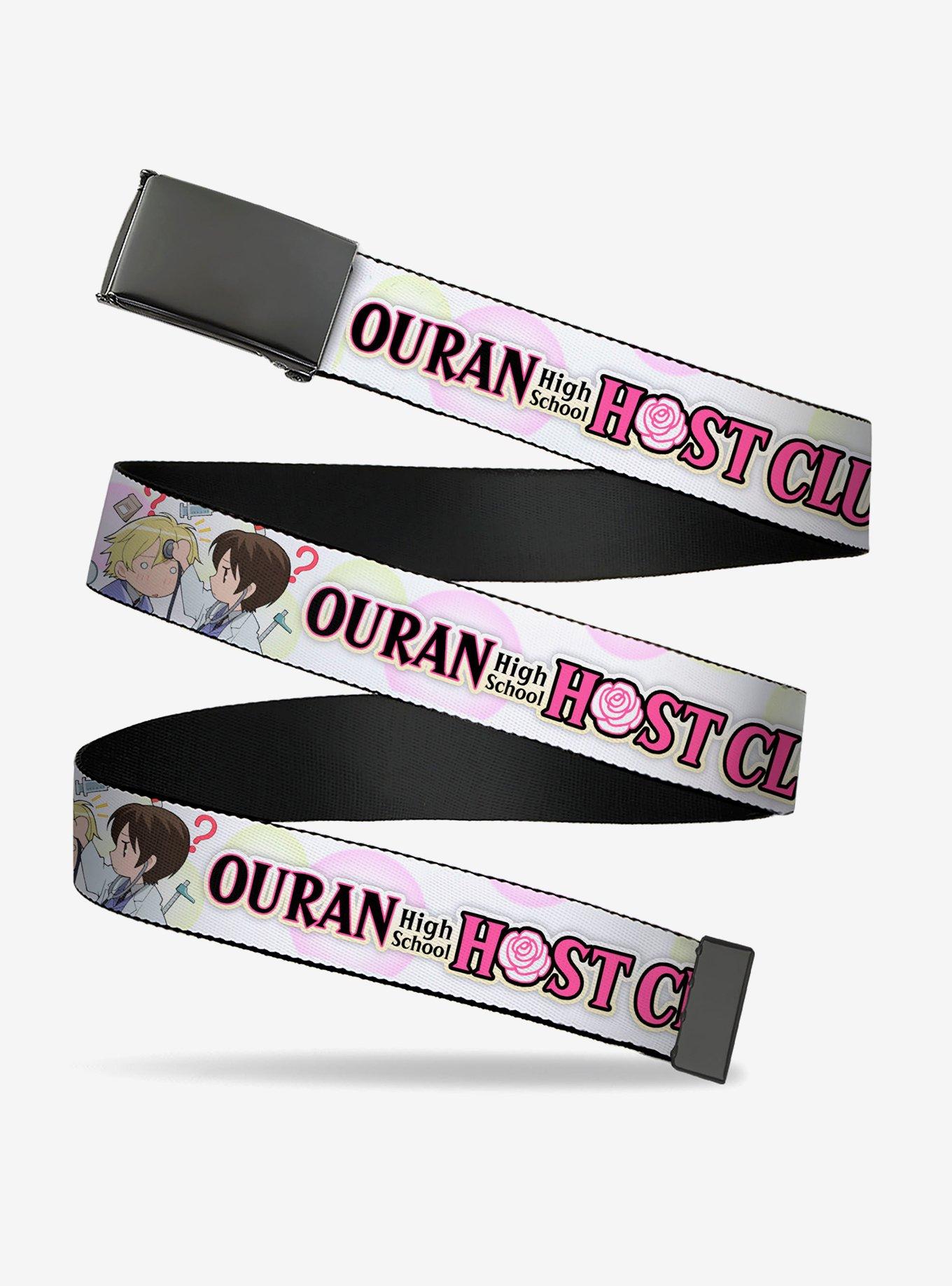 Ouran High School Chibi Tamaki and Haruhi Pose and Logo White Clamp Buckle Belt, , hi-res
