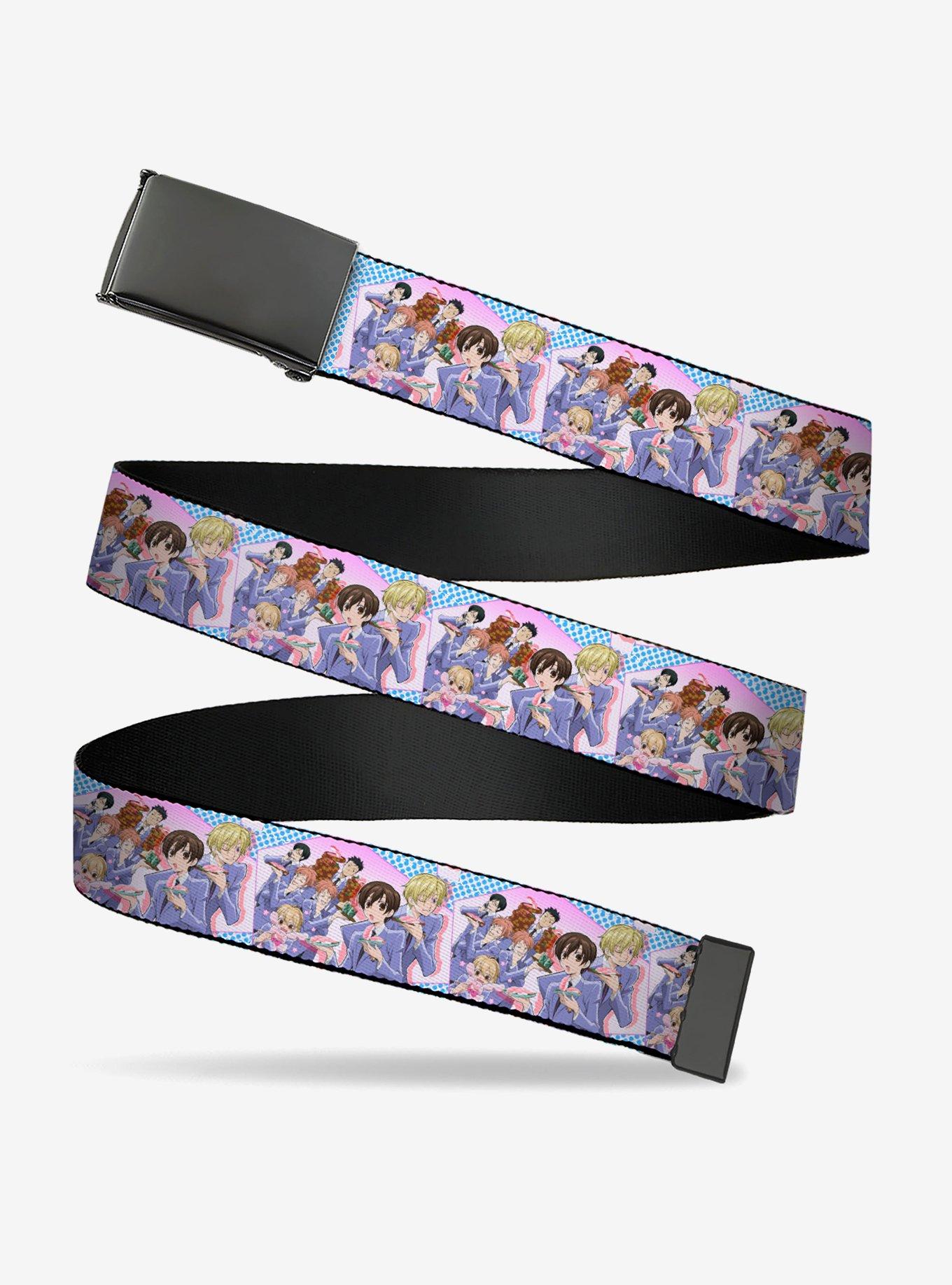 Ouran High School Host Club Seven Character Sushi Dining Pose Pink Blue Clamp Buckle Belt, , hi-res