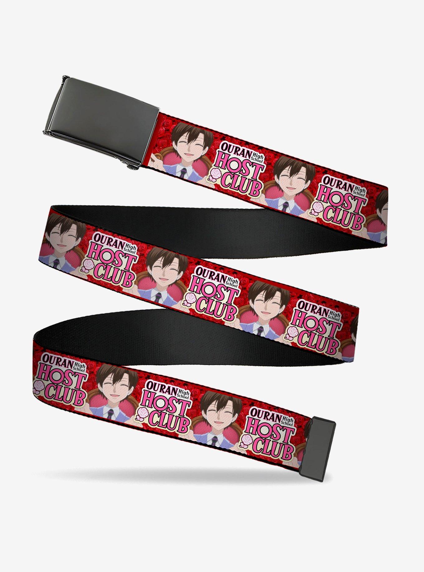 Ouran High School Host Club Haruhi Smiling Pose with Roses and Logo Clamp Buckle Belt, , hi-res