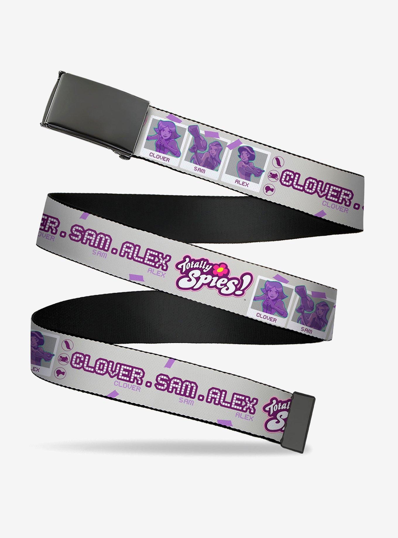 Totally Spies! Clover Sam Alex Pose and Text White Blue Clamp Buckle Belt, , hi-res