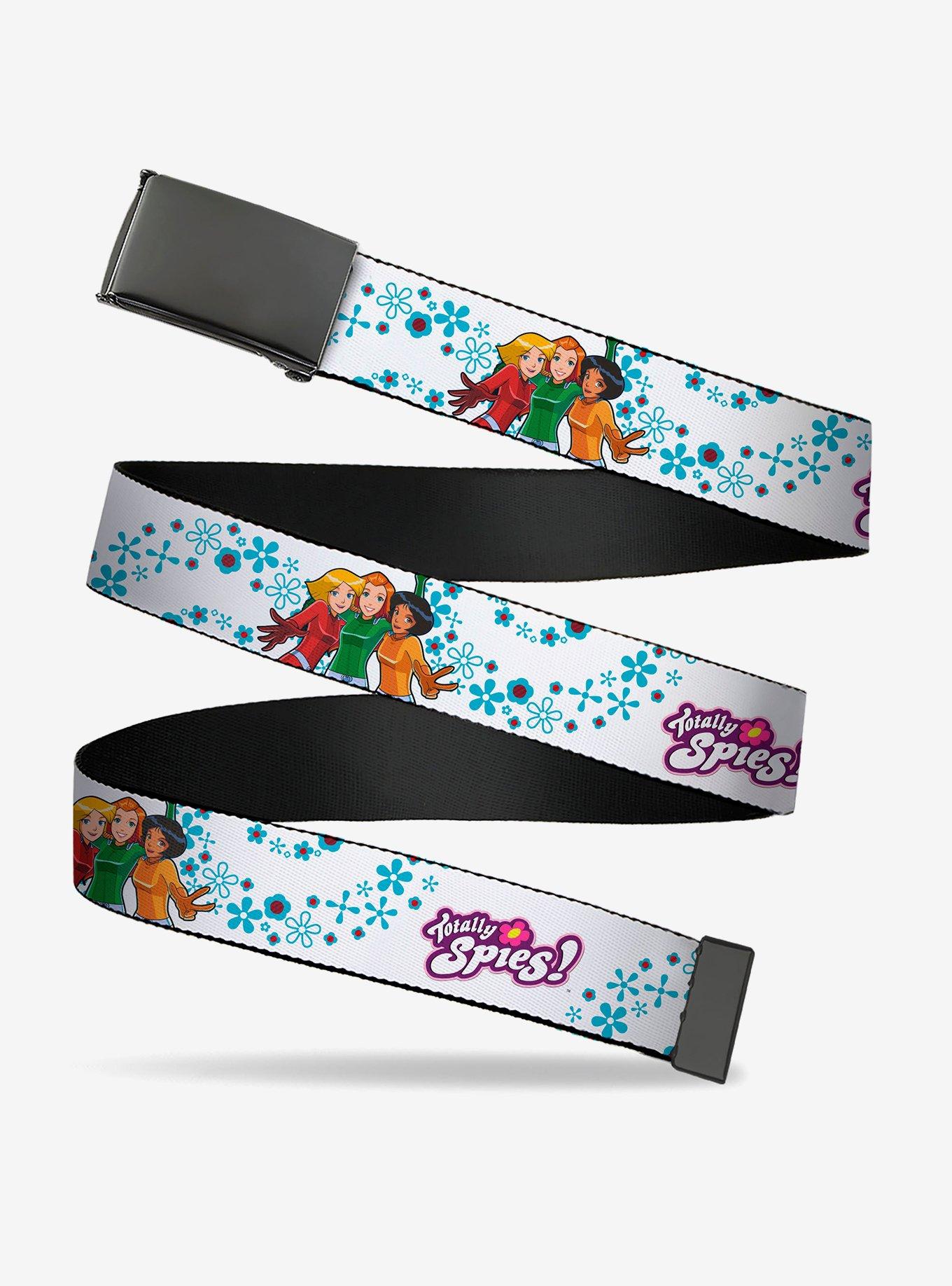 Totally Spies! Group Pose and Flowers White Blues Clamp Buckle Belt, , hi-res