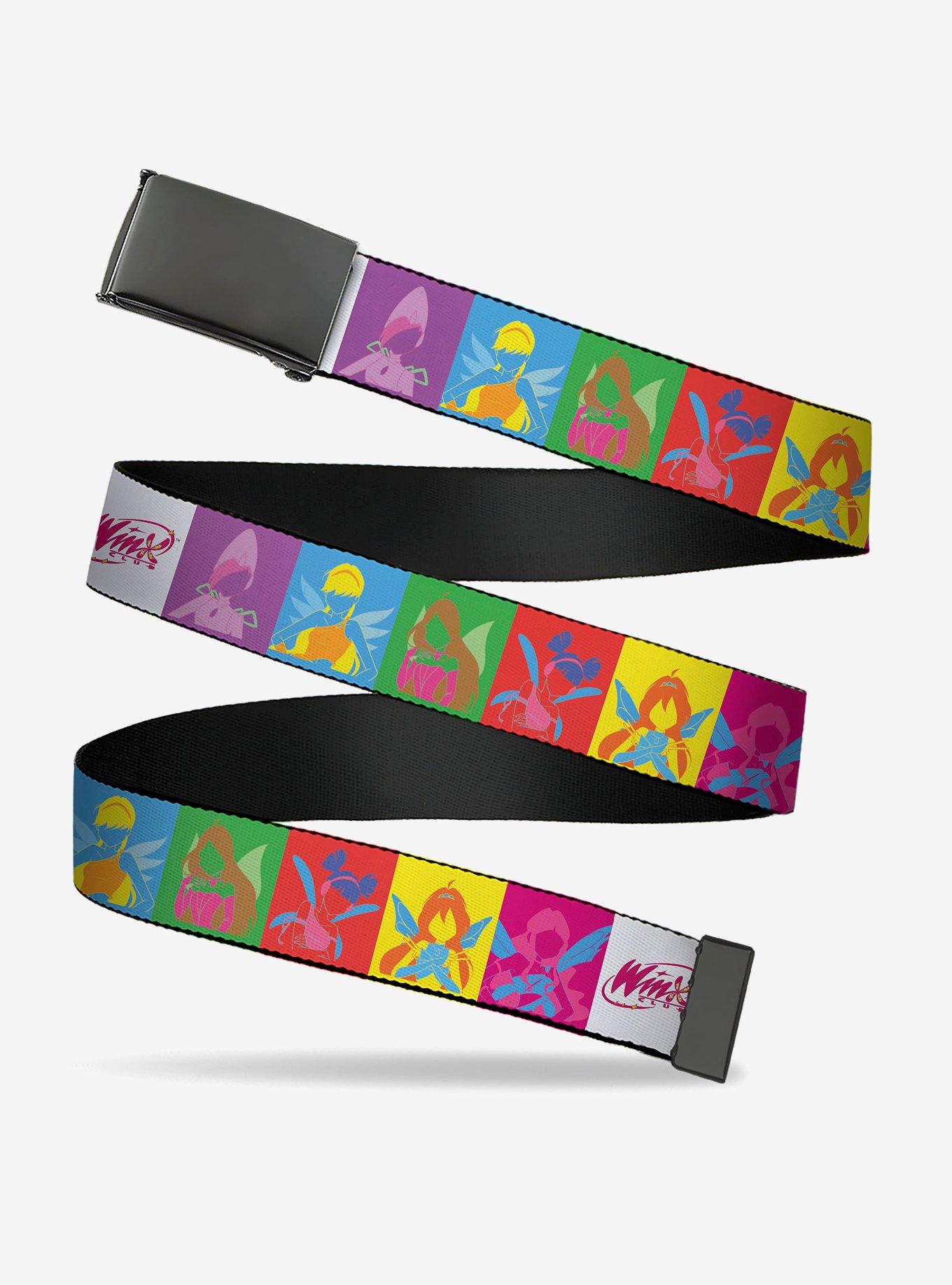 Winx Club Fairy Silhouette Poses and Logo Blocks Multi Clamp Buckle Belt, , hi-res
