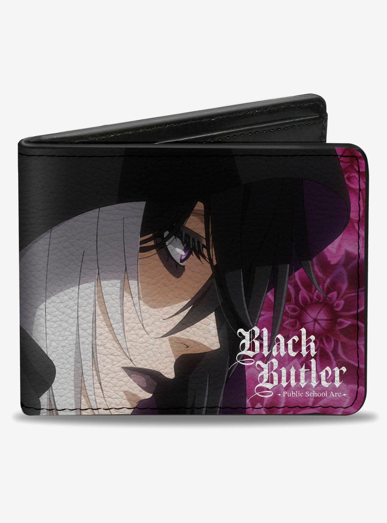 Black Butler Gregory Violet Dahlia Pose and Face Bifold Wallet, , hi-res