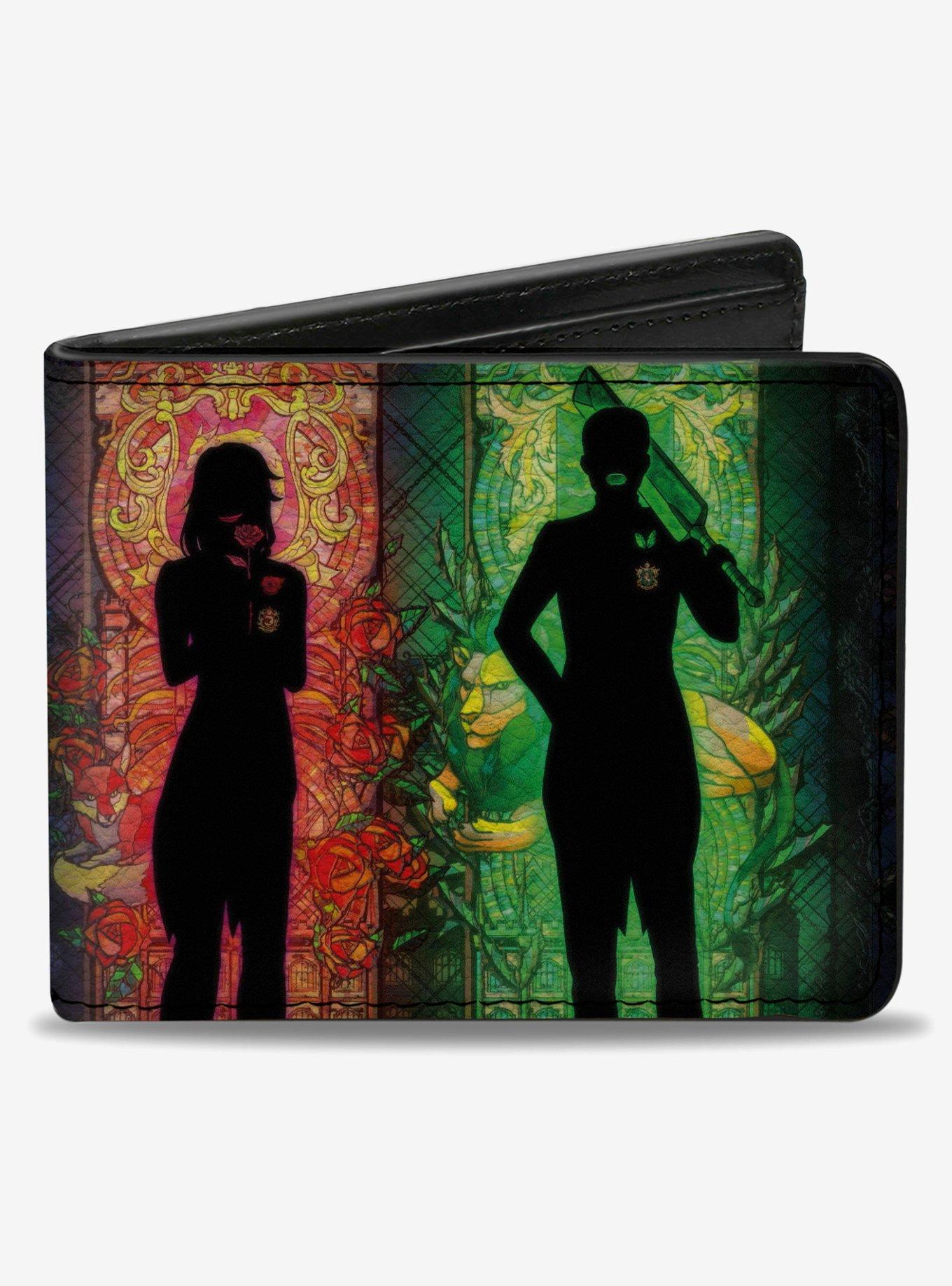 Black Butler Four House Heads Stained Glass Silhouette Poses Bifold Wallet, , hi-res