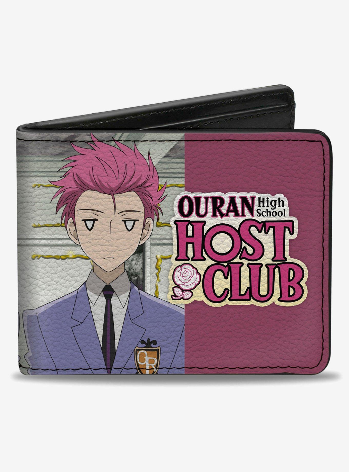 Ouran High School Host Club Hitachiin Twins Split and Logo Blue Pink Bifold Wallet, , hi-res