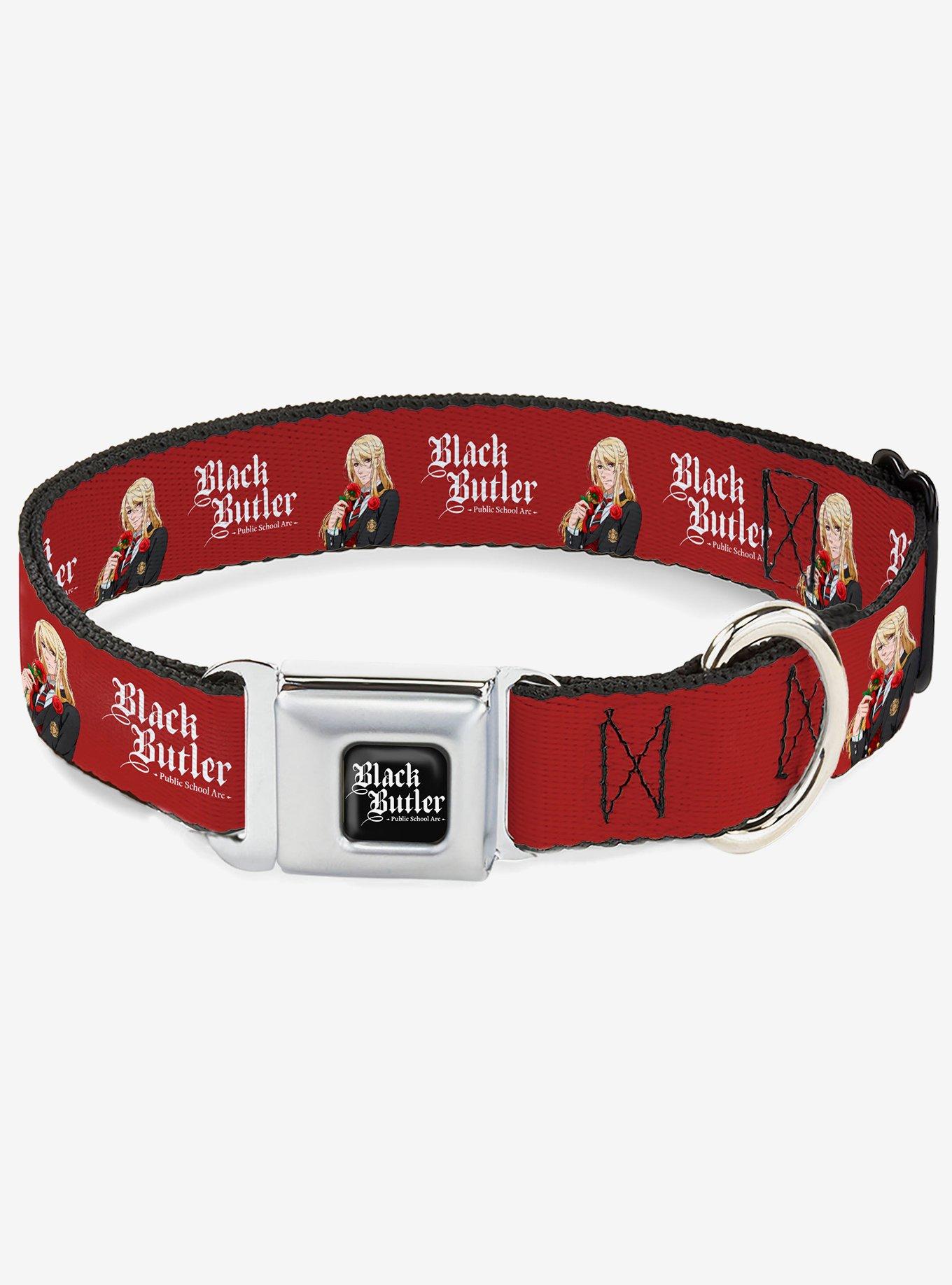 Black Butler Edgar Redmond Pose and Title Red Seatbelt Buckle Dog Collar, , hi-res