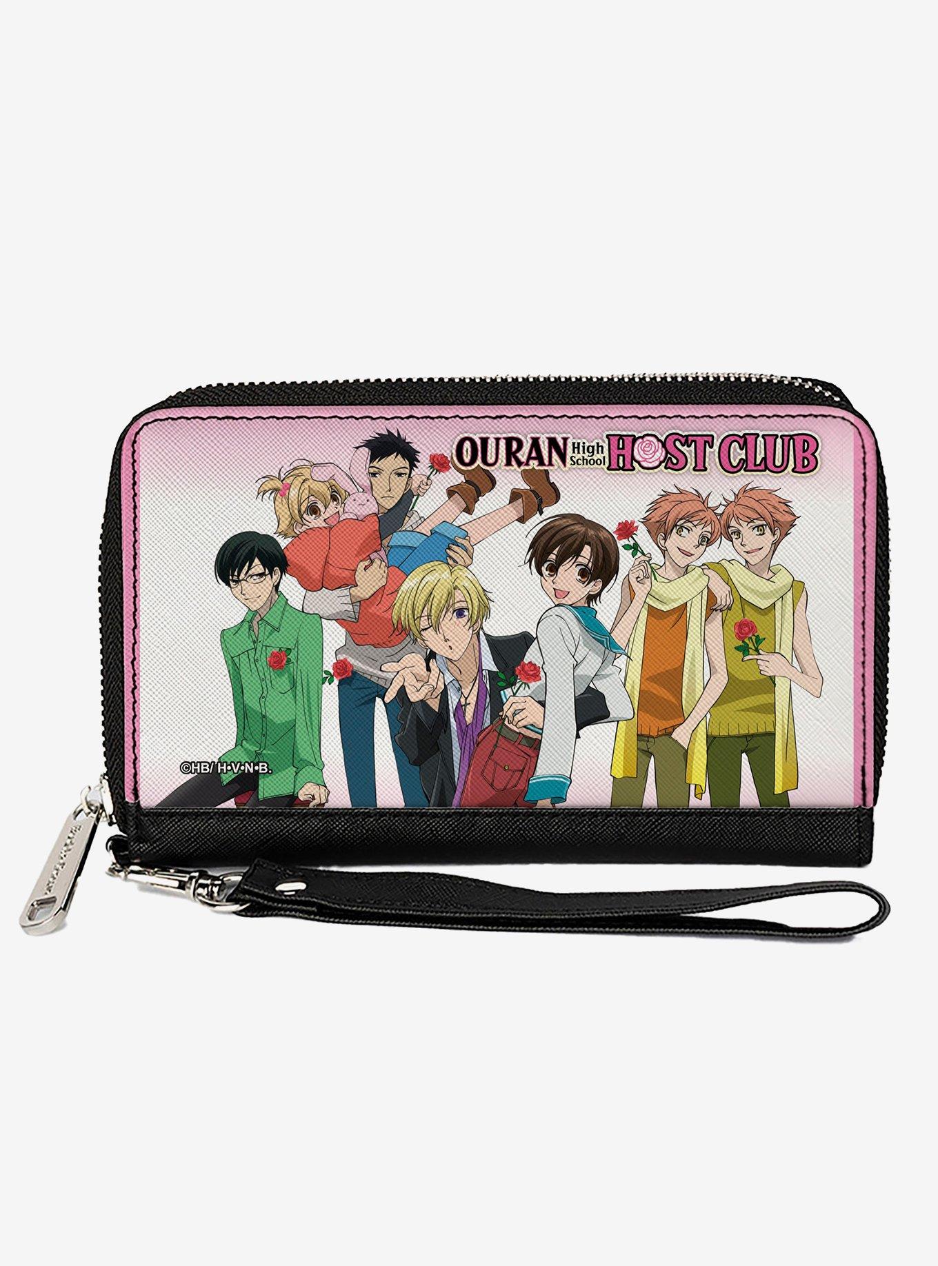 Ouran High School Host Club Casual Dress with Roses Group Pose White Zip Around Wallet, , hi-res