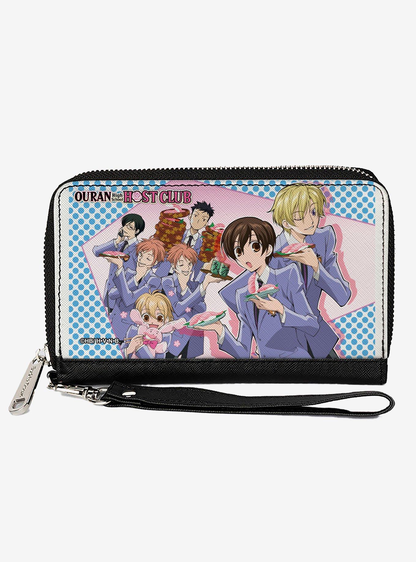 Ouran High School Host Club Seven Character Sushi Dining Pose Pink Blue Zip Around Wallet, , hi-res