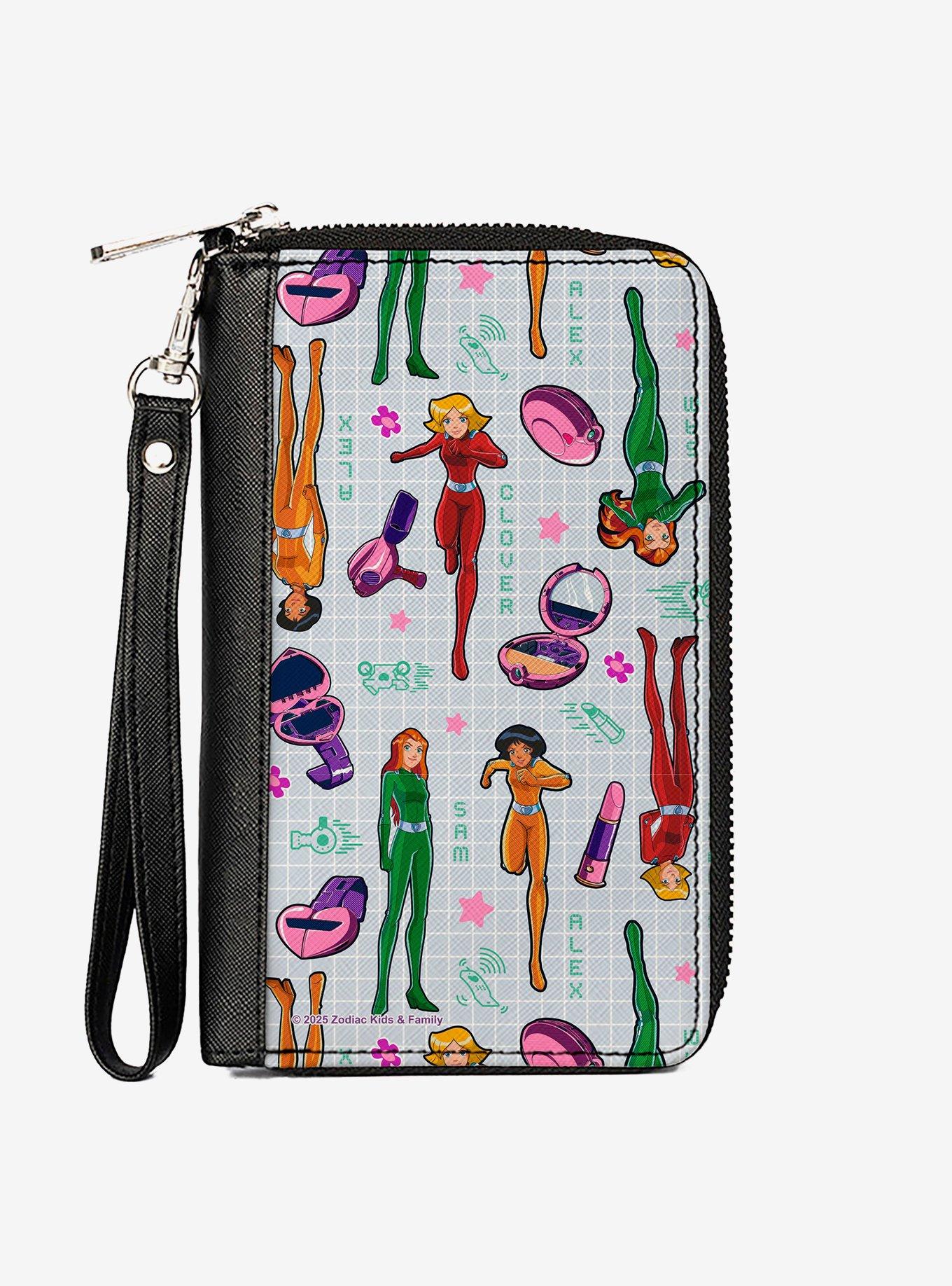 Totally Spies! Pose and Gadgets Collage Gray Multi Zip Around Wallet, , hi-res