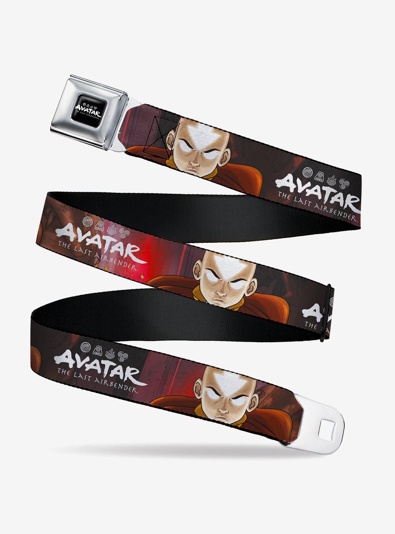 Avatar: The Last Airbender Aang Pose Close Up and Title Black Youth Seatbelt Buckle Belt, , hi-res