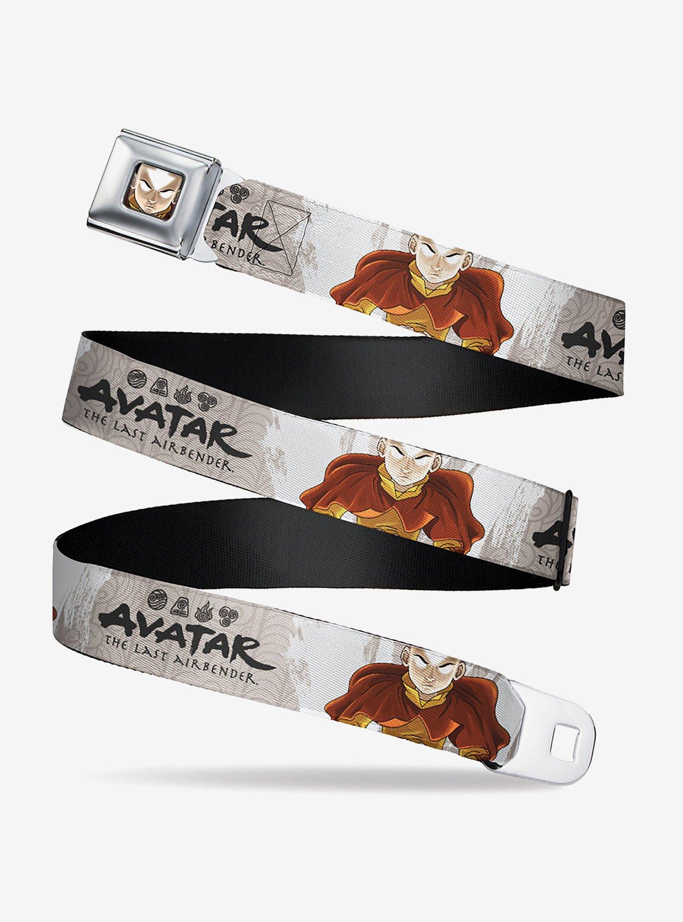 Avatar: The Last Airbender Aang Pose and Title White Black Youth Seatbelt Buckle Belt, , hi-res