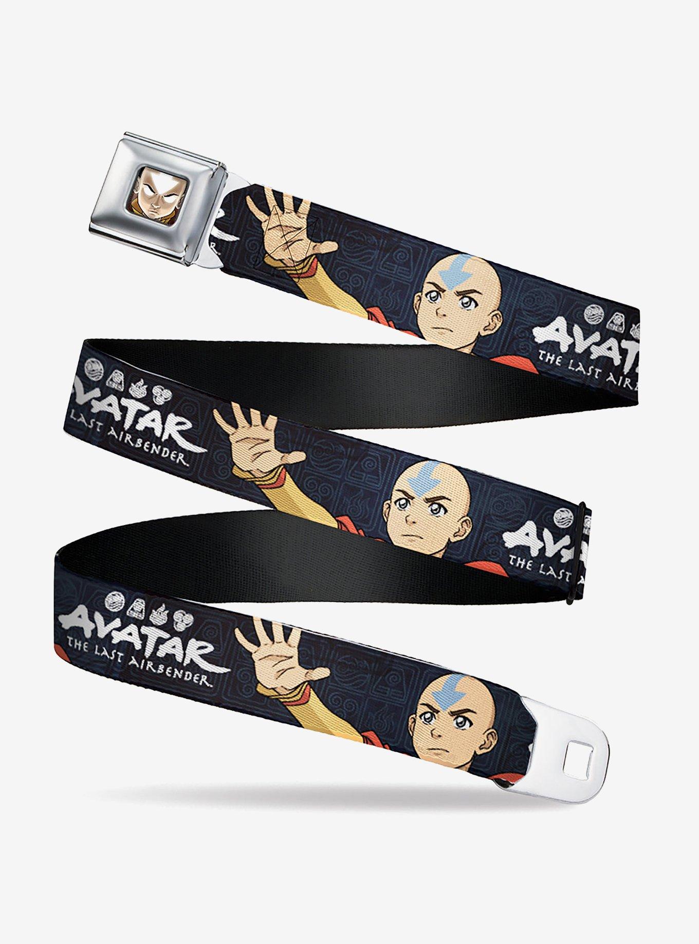Avatar: The Last Airbender Aang Hand Pose and Title Black Youth Seatbelt Buckle Belt