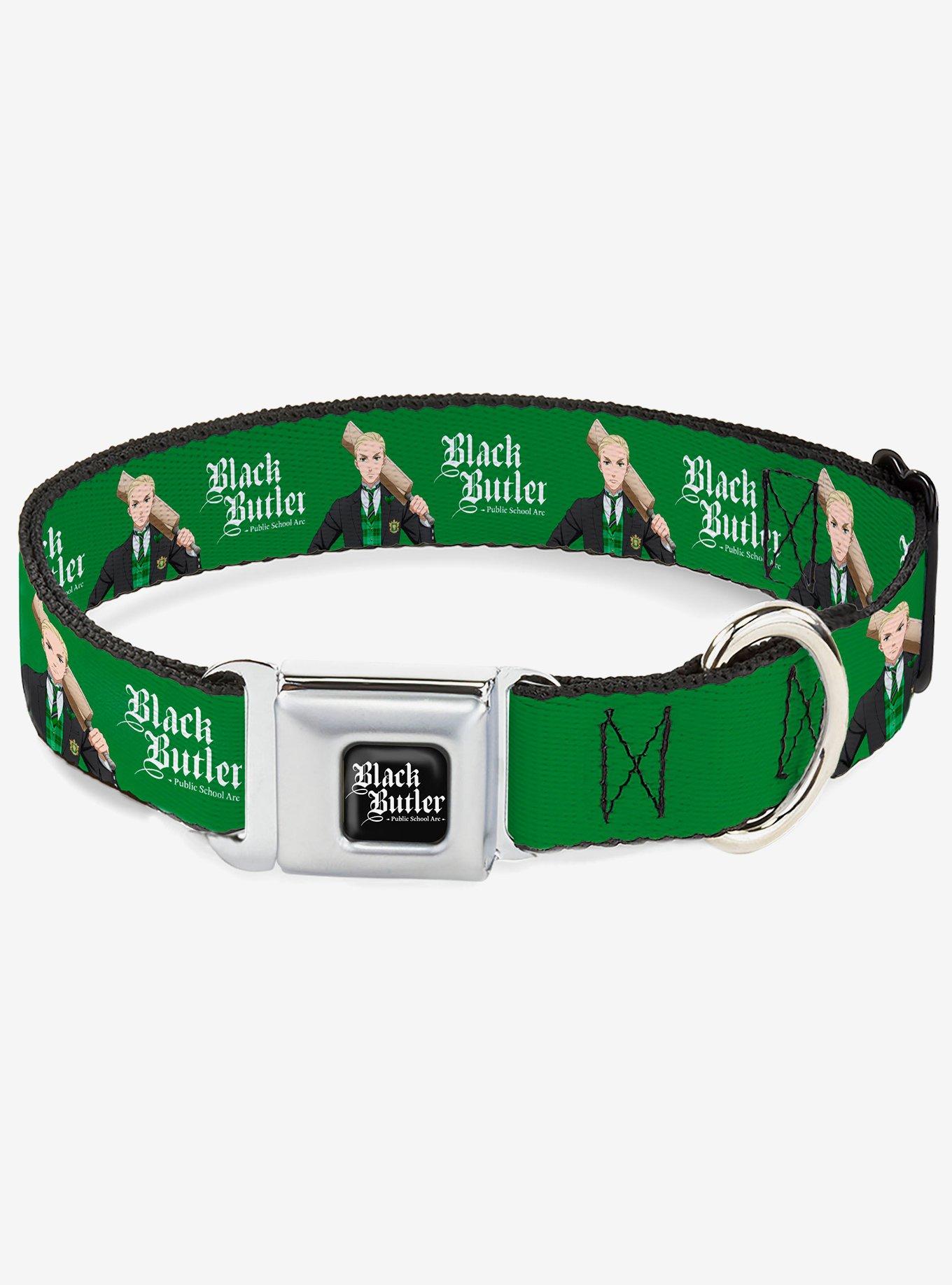 Black Butler Herman Greenhill Pose and Title Green Seatbelt Buckle Dog Collar, , hi-res