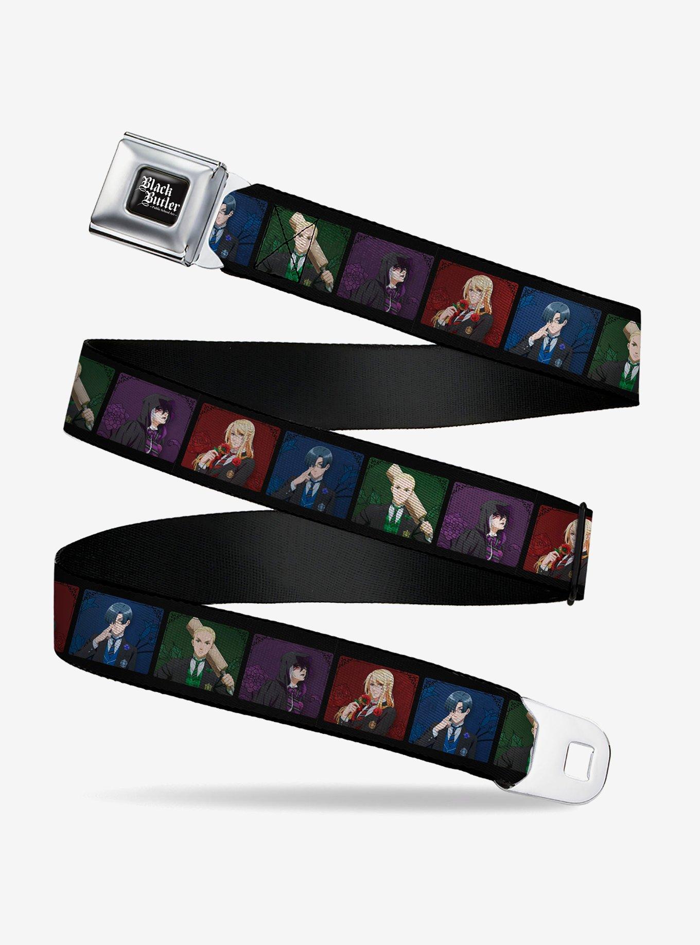 Black Butler House Head Pose Blocks Black Multi Youth Seatbelt Buckle Belt, , hi-res