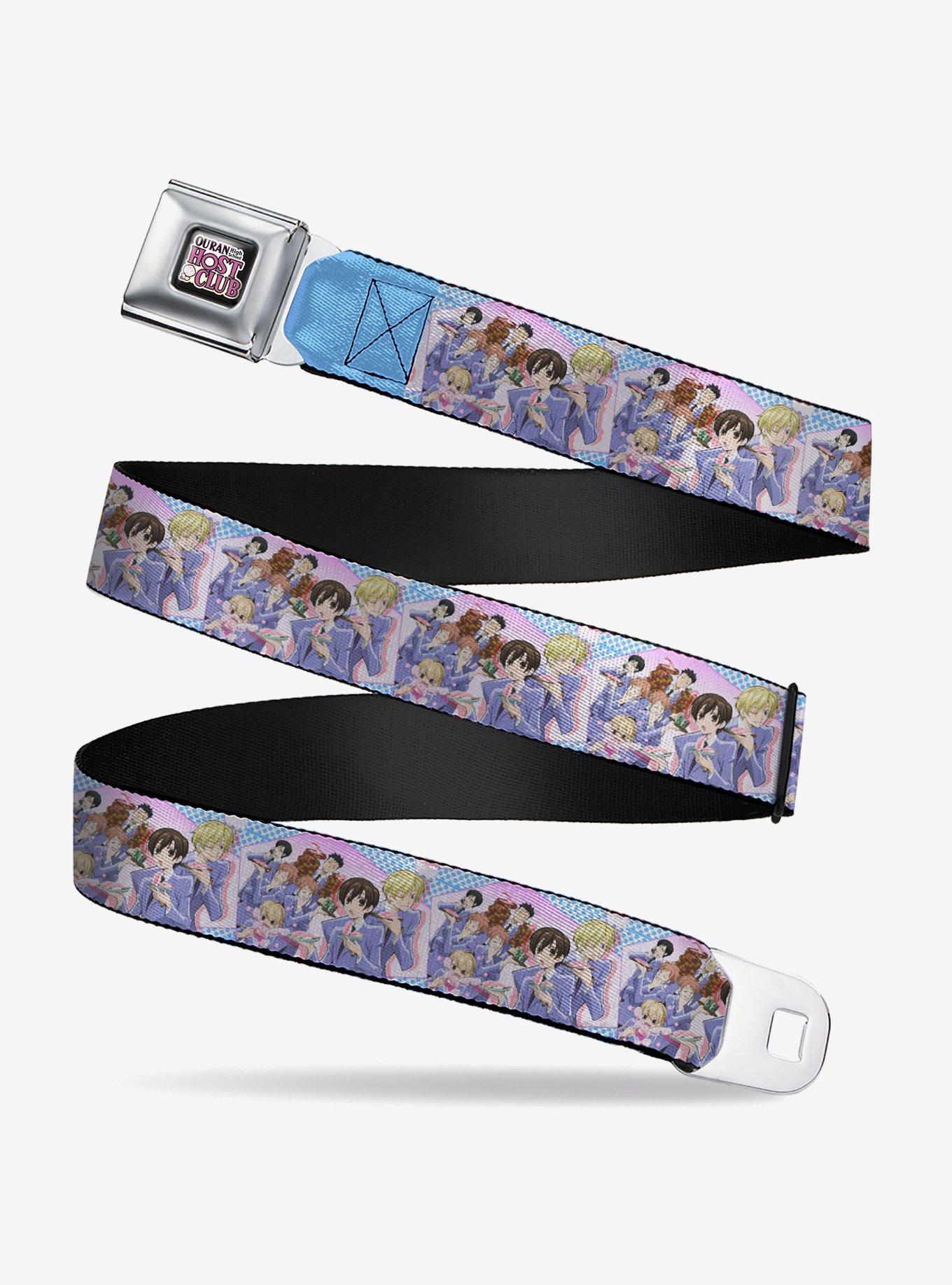 Ouran High School Host Club Seven Character Sushi Dining Pose Pink Blue Youth Seatbelt Buckle Belt, , hi-res