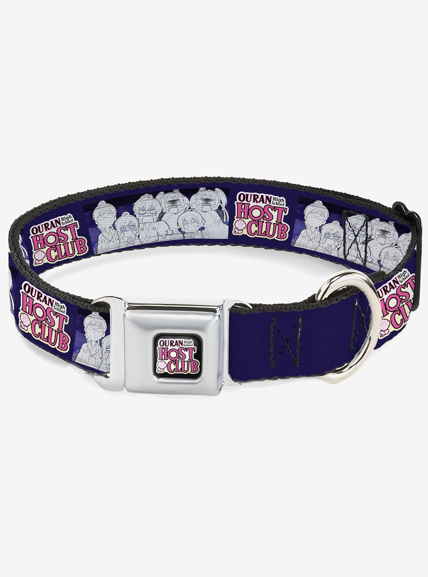 Ouran High School Host Club Character Doodle and Logo Violet Seatbelt Buckle Dog Collar, , hi-res