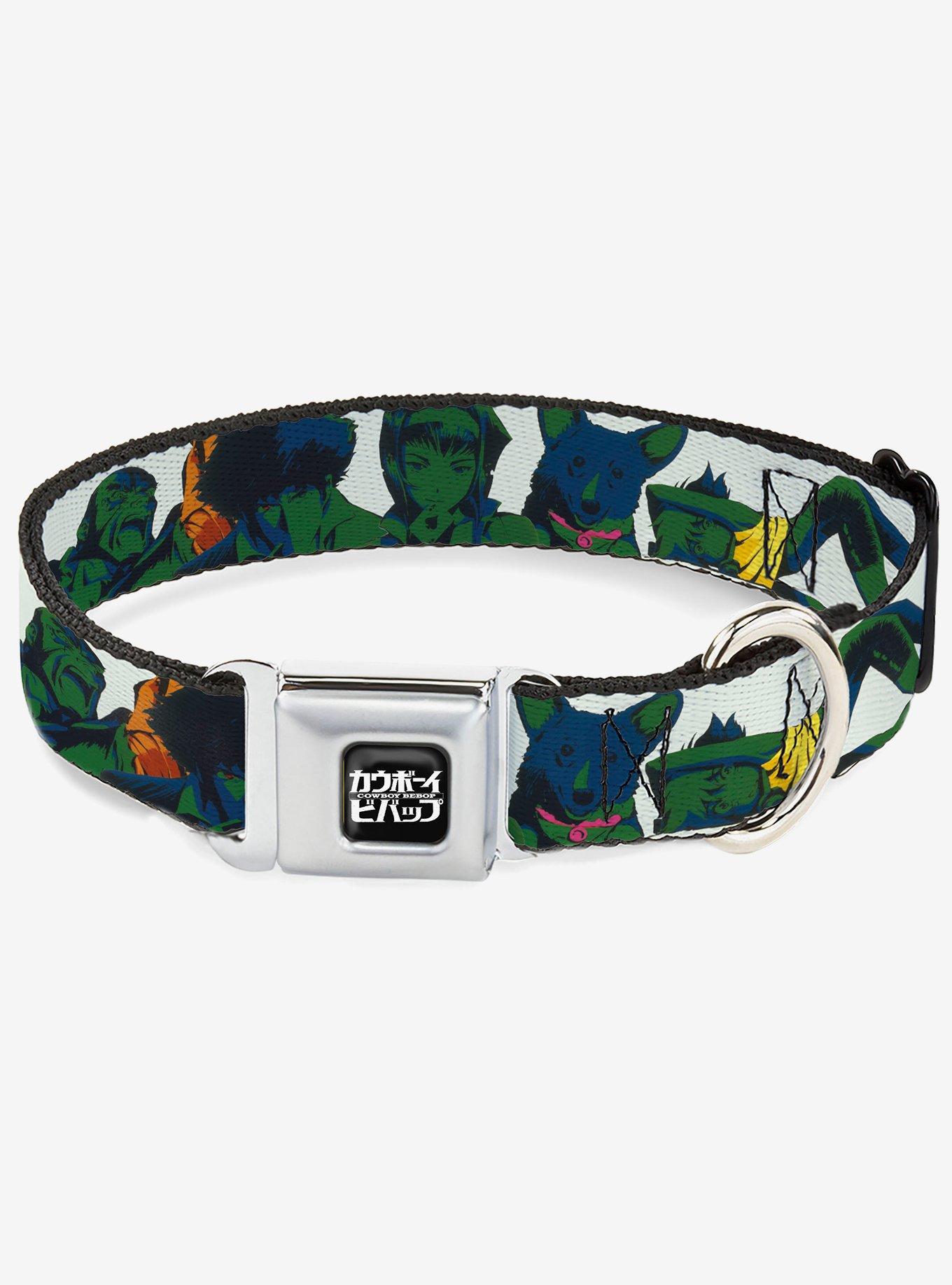 Cowboy Bebop Crew Group Pose and Logo White Black Seatbelt Buckle Dog Collar, , hi-res