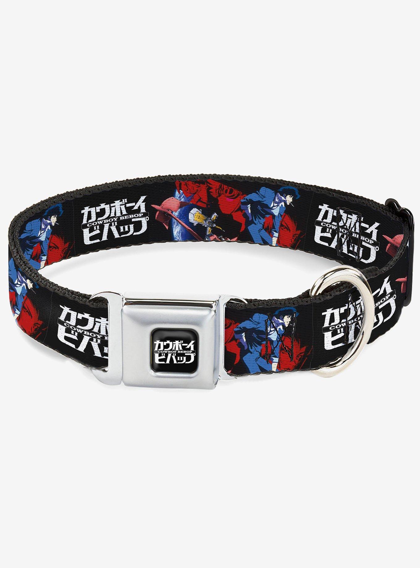 Cowboy Bebop Spike Pose and Crew Collage and Title Black Seatbelt Buckle Dog Collar, , hi-res