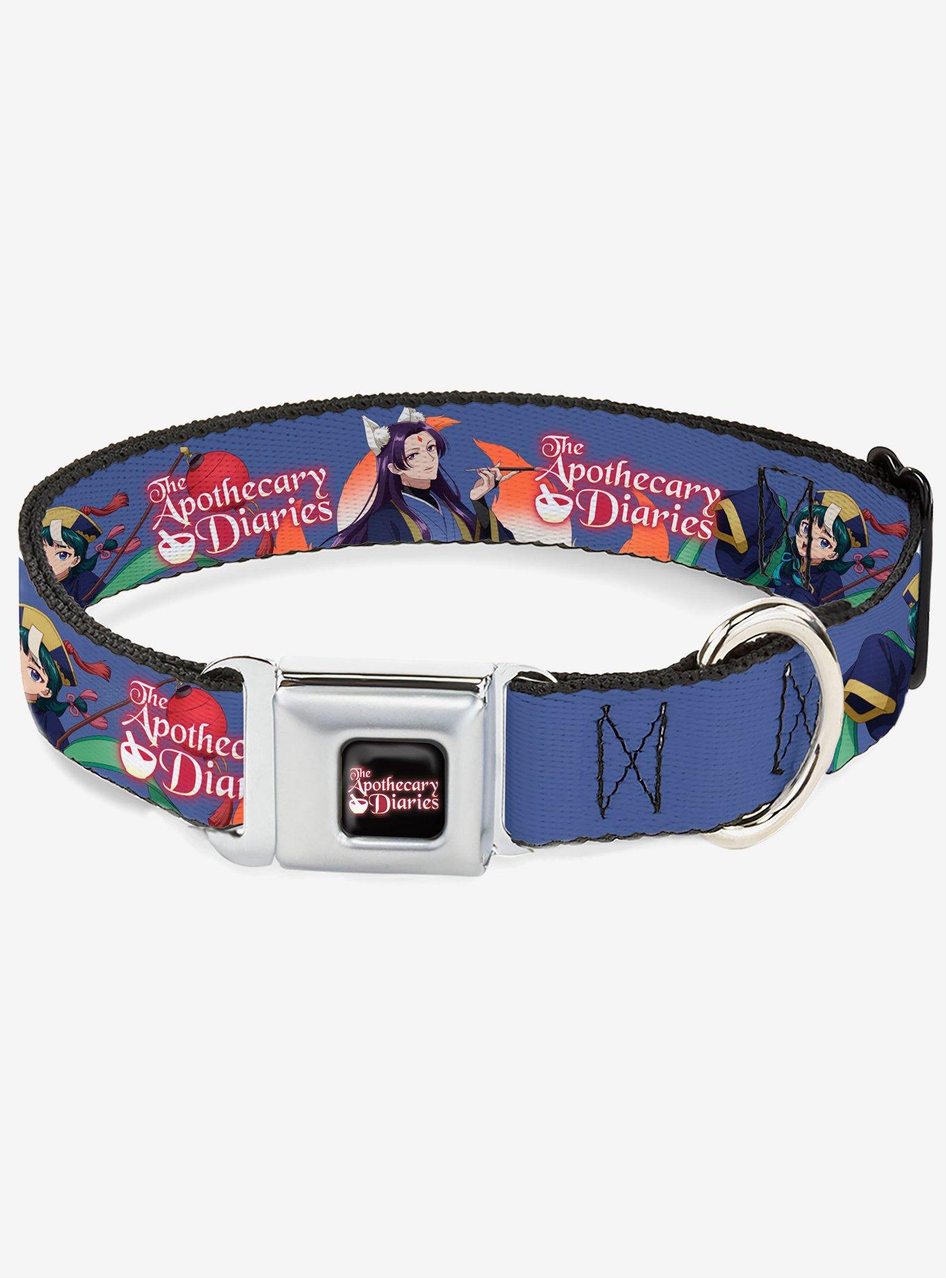 The Apothecary Diaries Jinshi and Maomao Pose and Logo Seatbelt Buckle Dog Collar, , hi-res