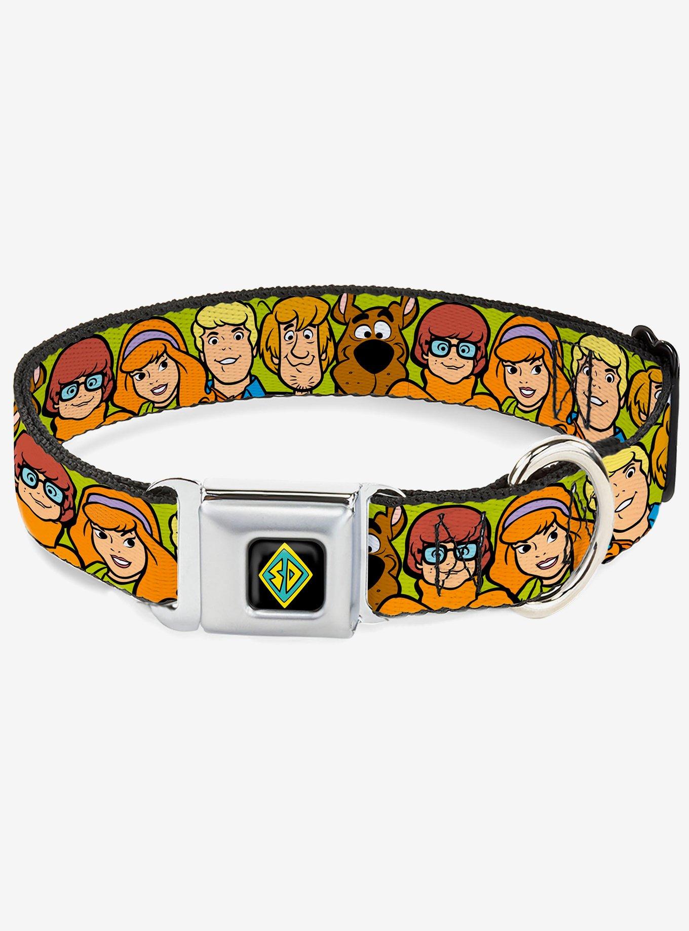 Scooby-Doo! Character Faces Close Up Green Seatbelt Buckle Dog Collar, , hi-res