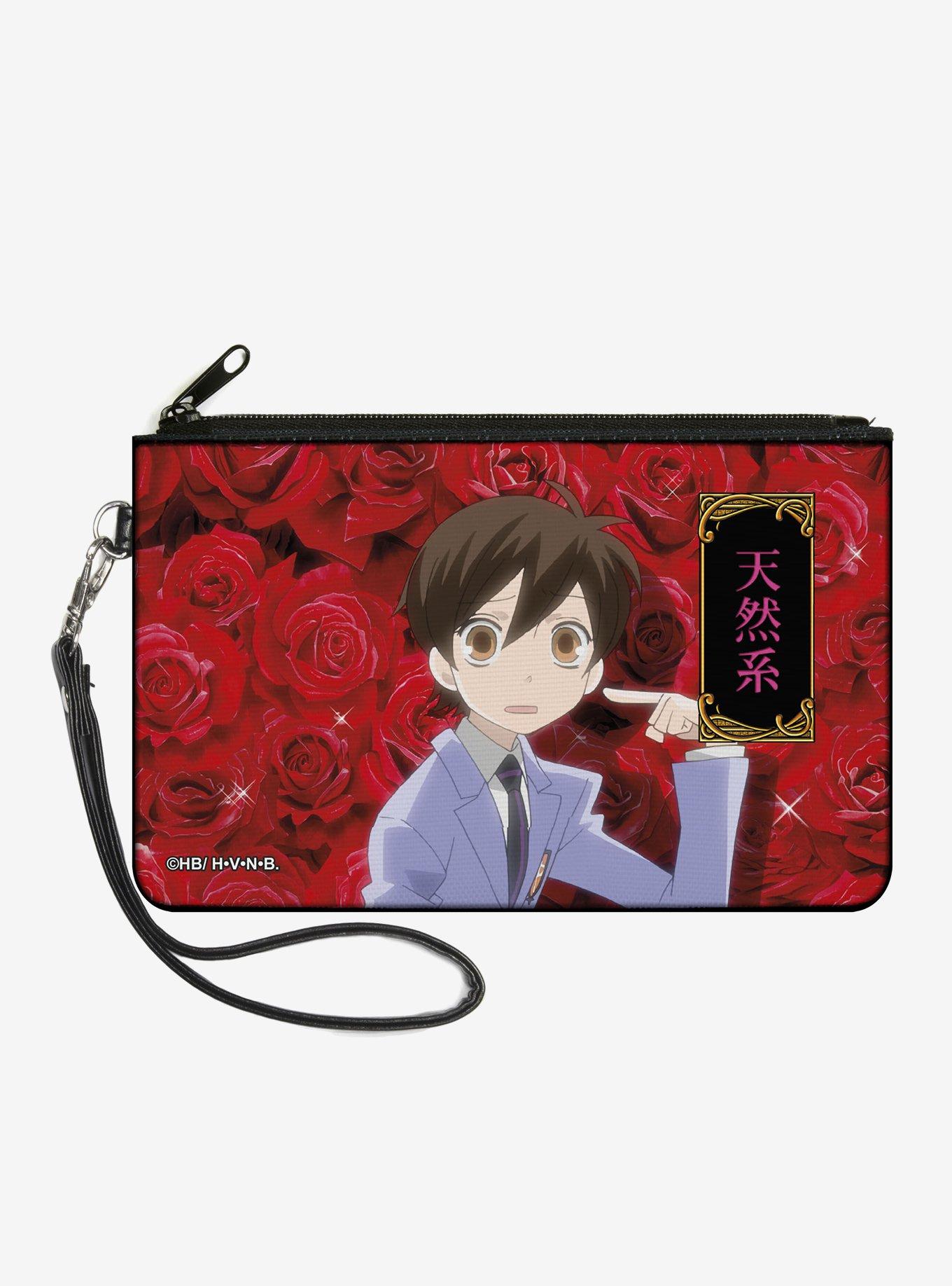 Ouran High School Host Club Haruhi Pointing Pose with Red Roses Zip Clutch Wallet, , hi-res