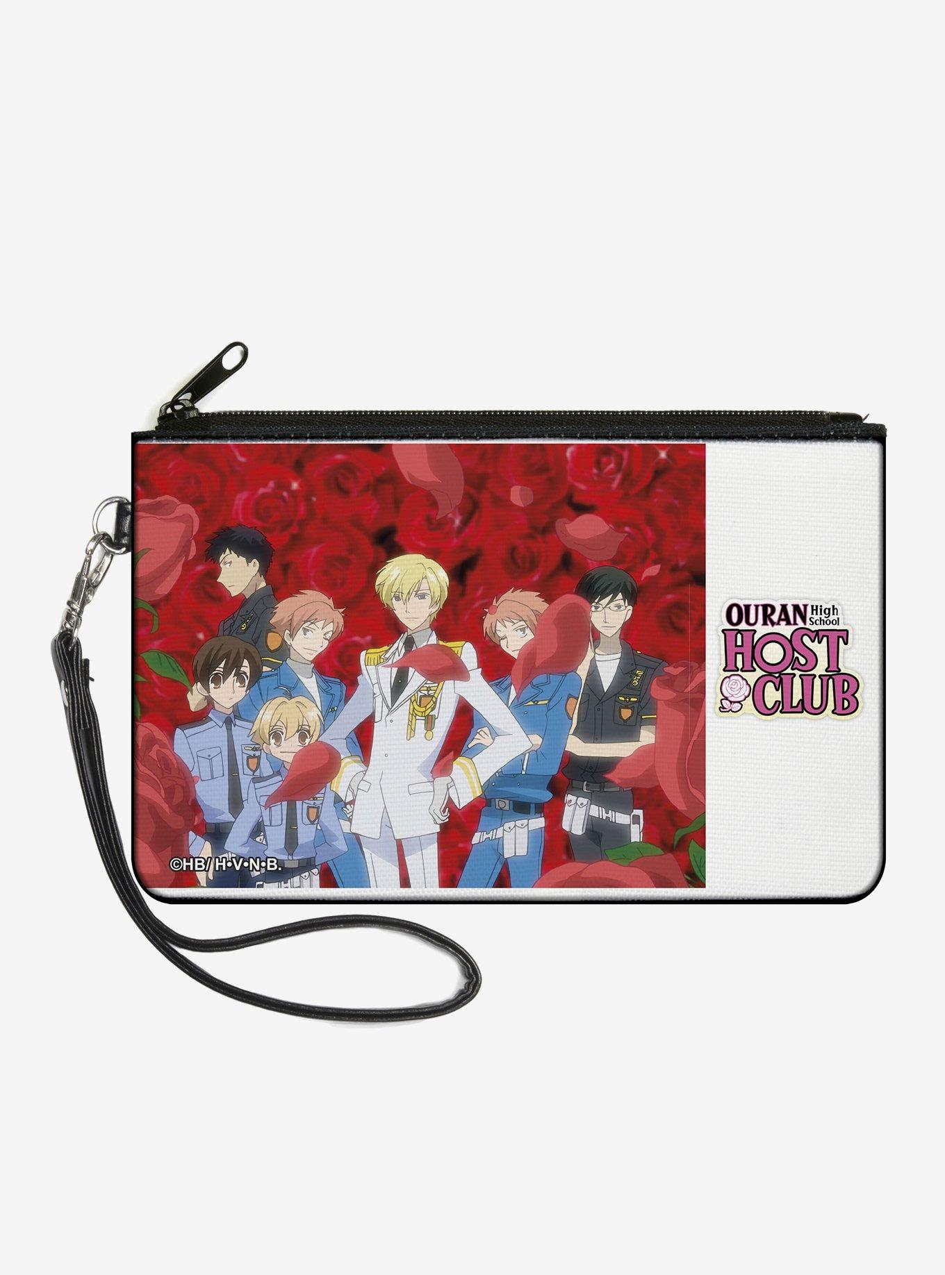 Ouran High School Host Club Seven Member Rose Petals Group Pose and Logo Zip Clutch Wallet, , hi-res