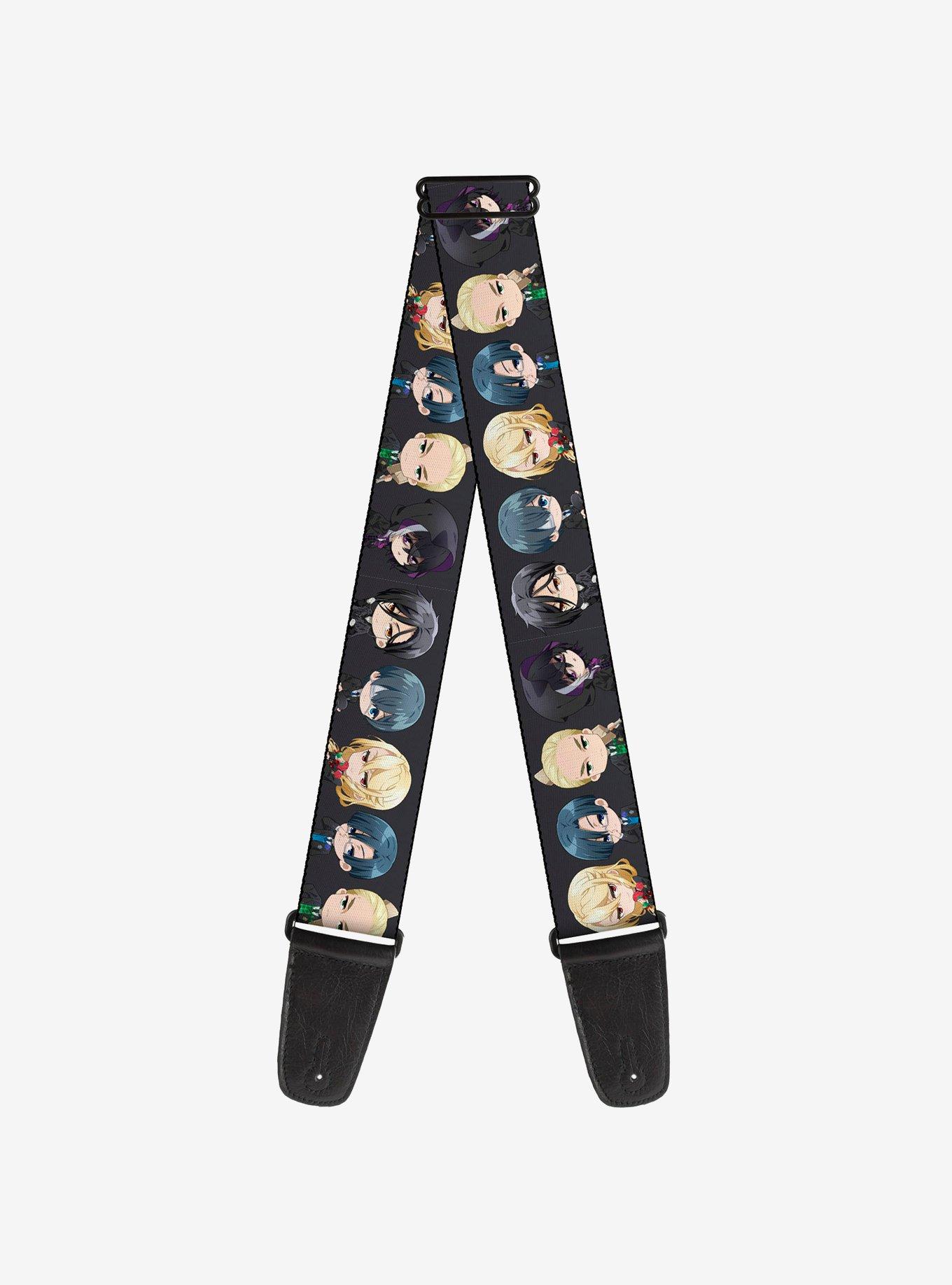 Black Butler Six Chibi Characters Poses Black Guitar Strap, , hi-res
