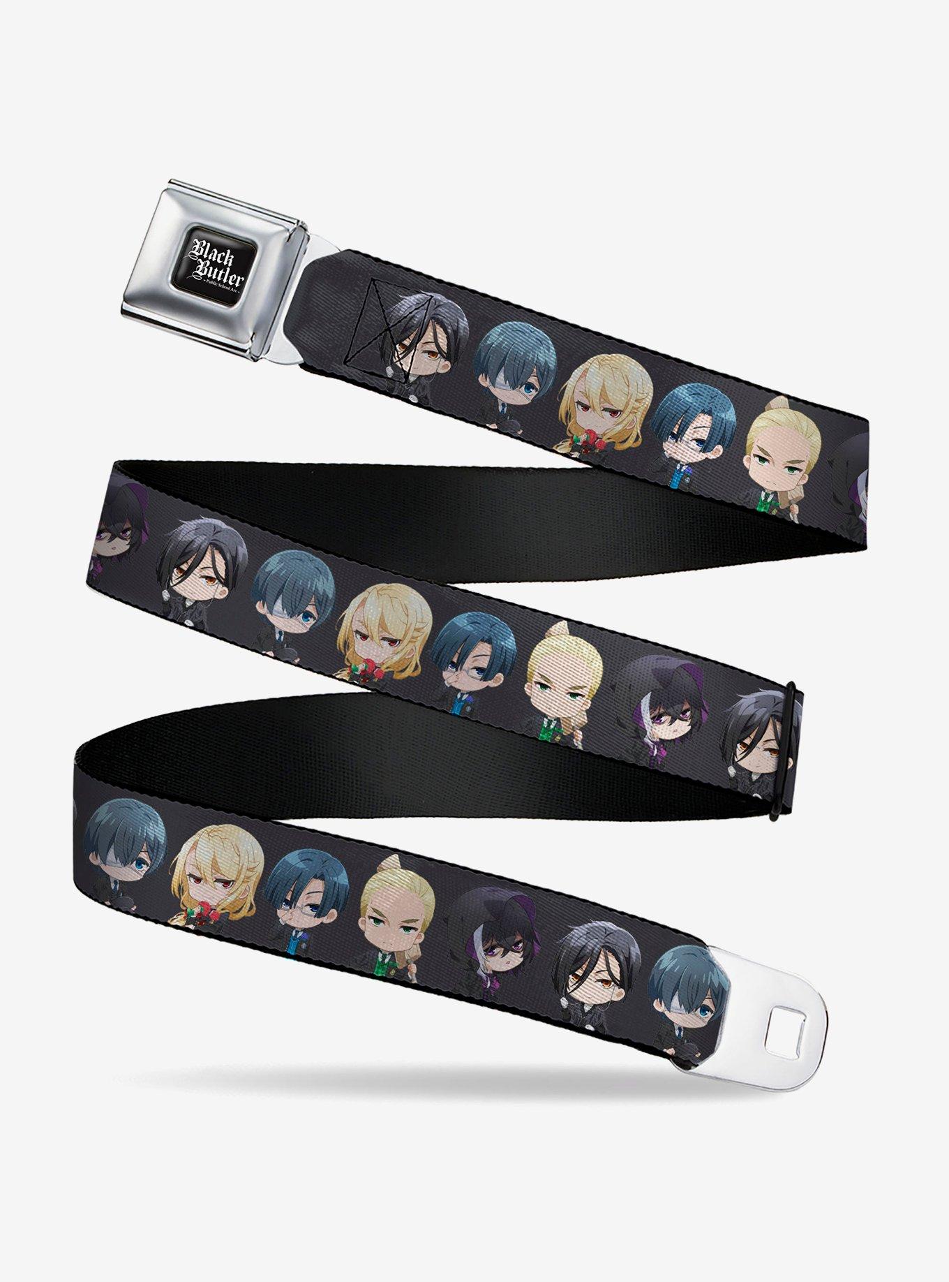 Black Butler Six Chibi Characters Poses Black Seatbelt Buckle Belt, , hi-res