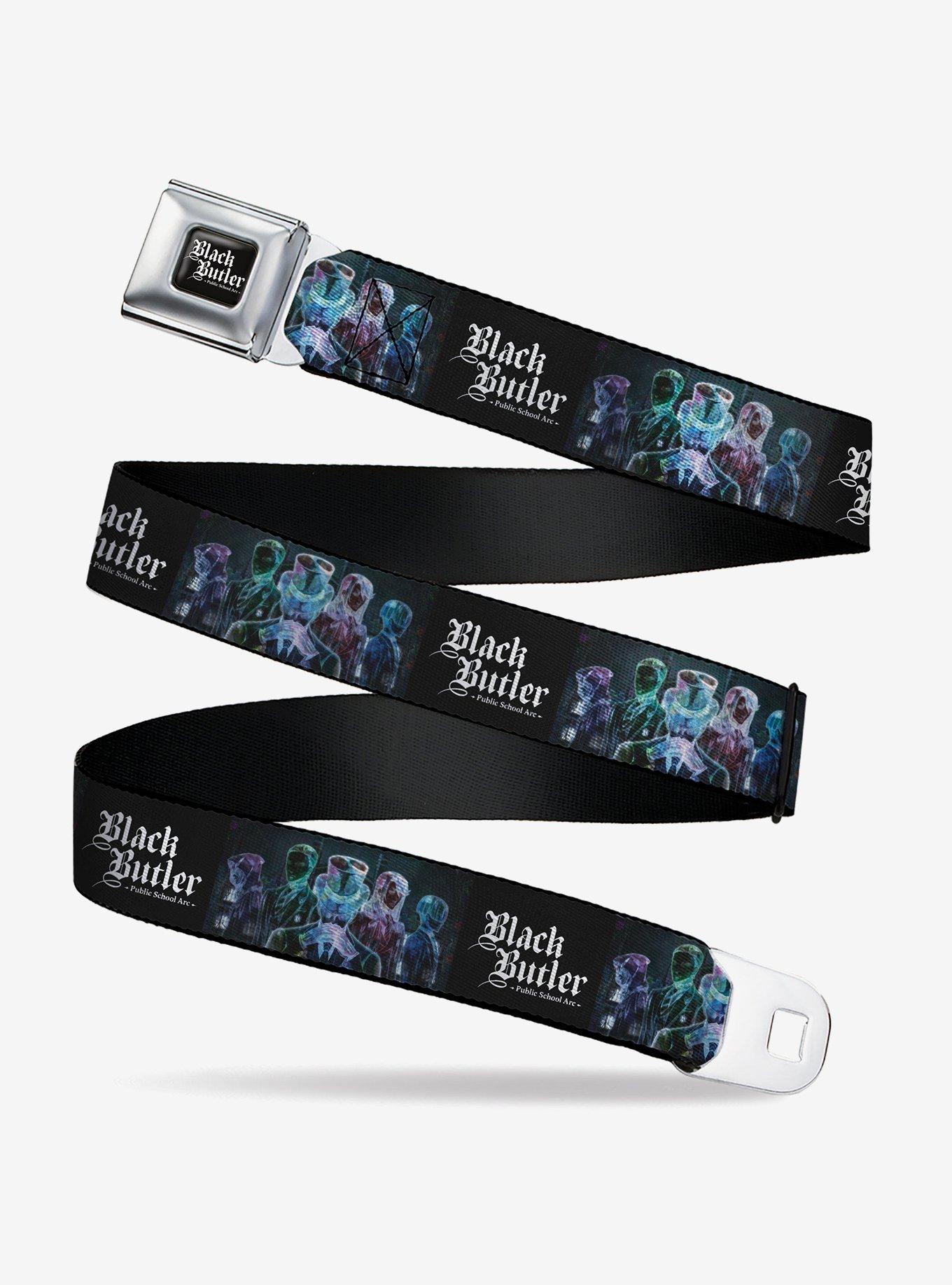 Black Butler Five Character Group Pose and Title Black Seatbelt Buckle Belt, , hi-res