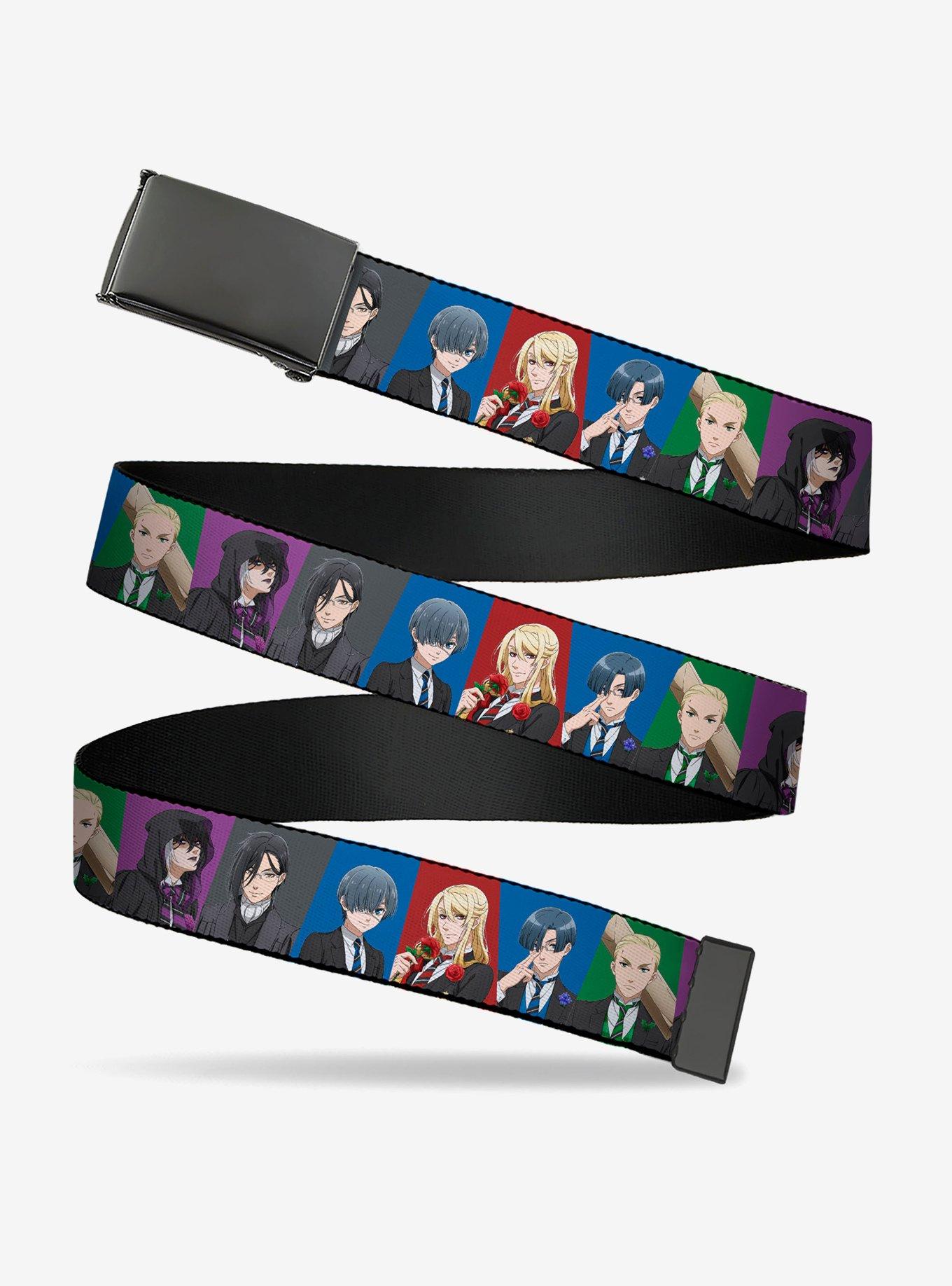 Black Butler Six Character Pose Blocks Multi Clamp Buckle Belt, , hi-res
