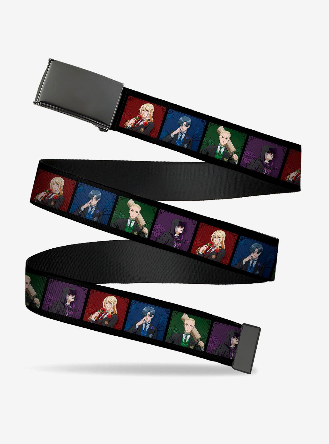 Black Butler House Head Pose Blocks Black Multi Clamp Buckle Belt, , hi-res