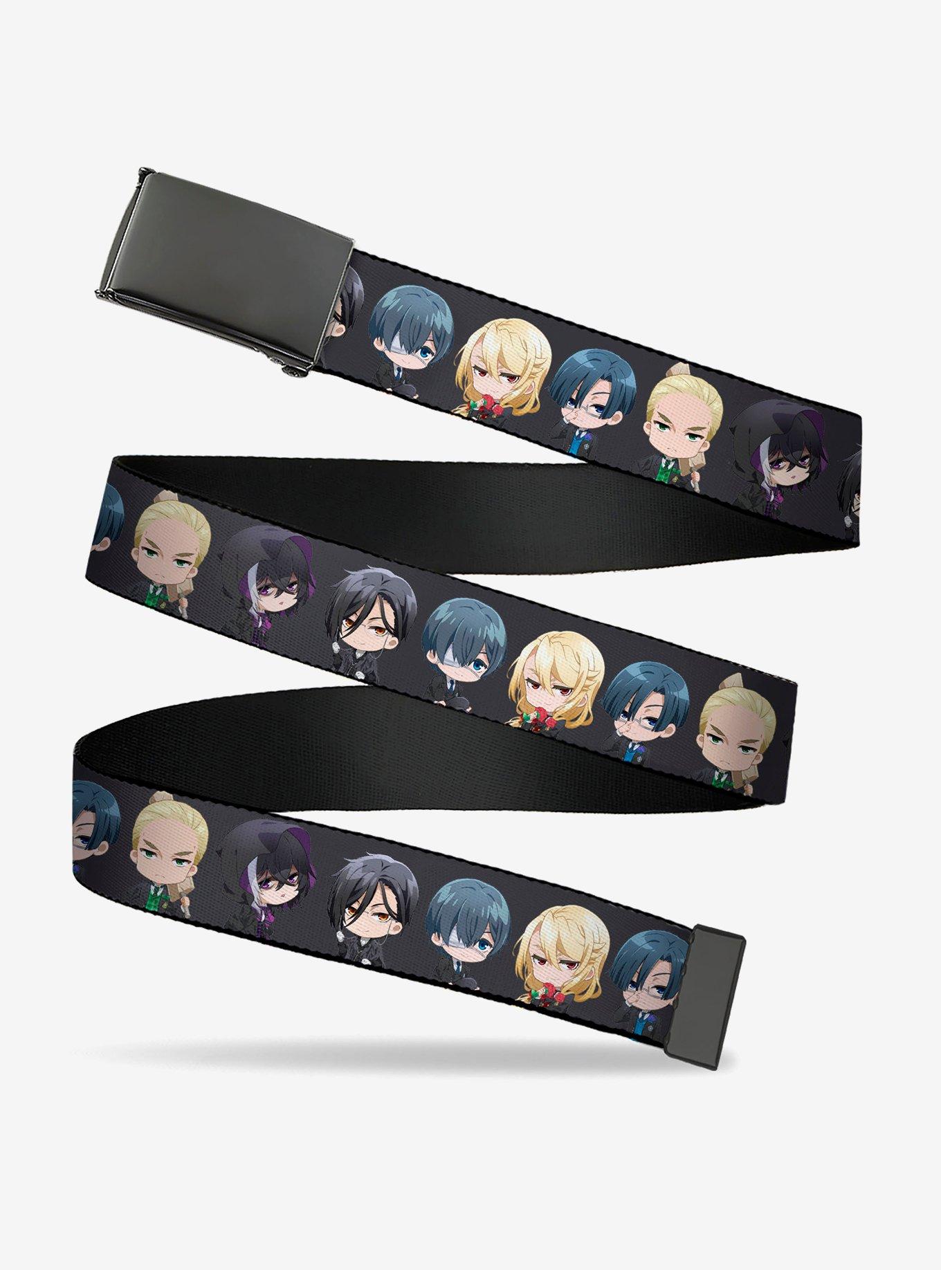 Black Butler Six Chibi Characters Poses Black Clamp Buckle Belt, , hi-res