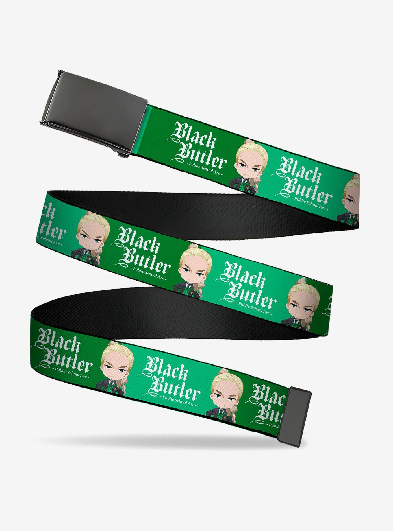 Black Butler Chibi Herman Greenhill Pose and Logo Clamp Buckle Belt, , hi-res