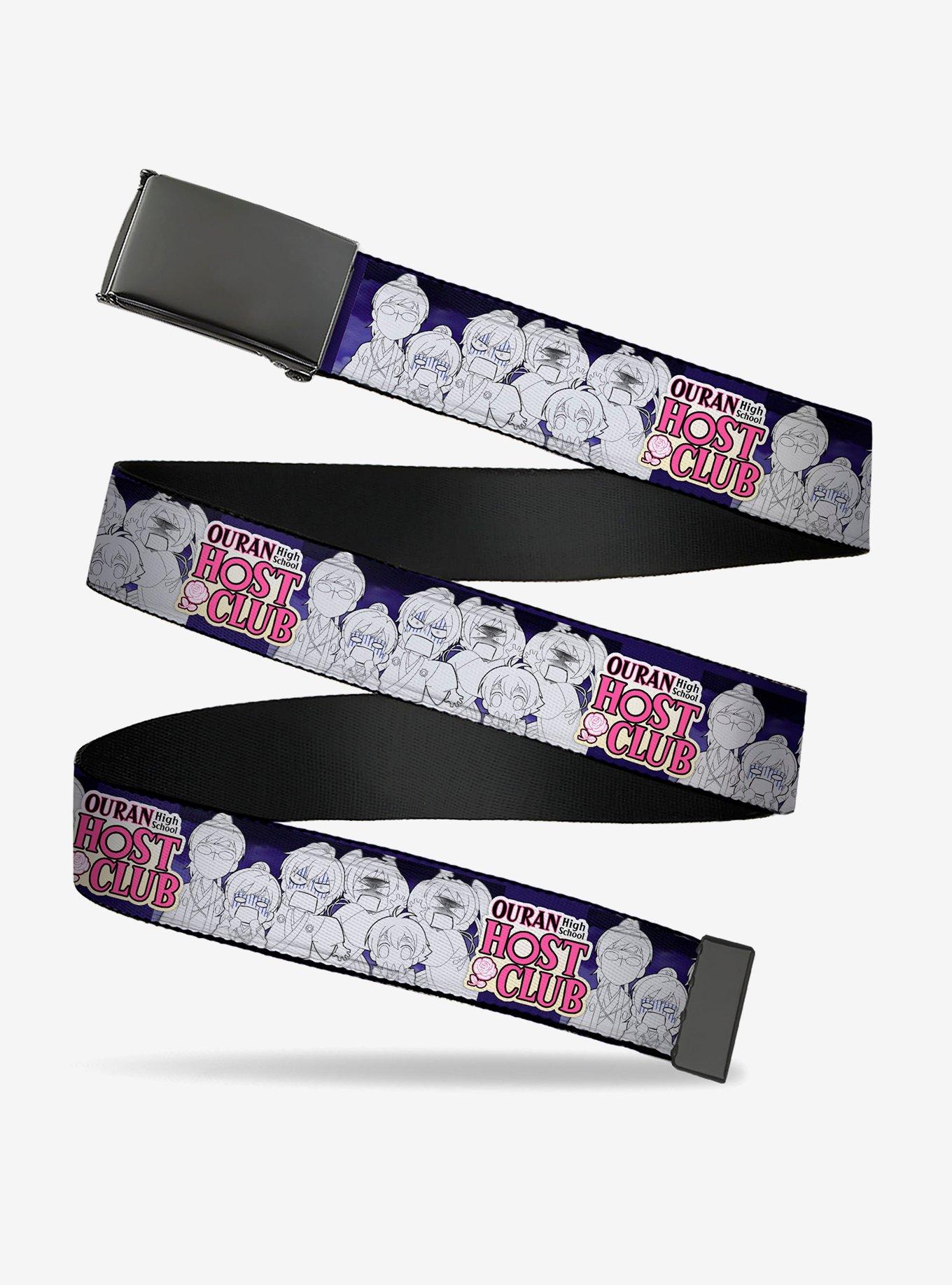 Ouran High School Host Club Character Doodle and Logo Violet Clamp Buckle Belt, , hi-res