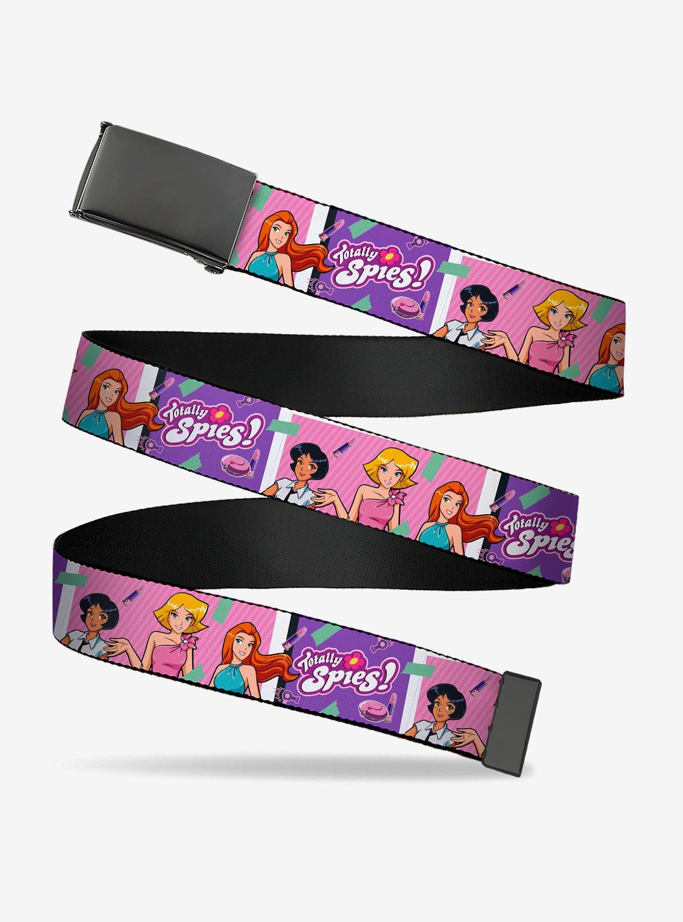 Totally Spies! Girls Group Pose and Title Blue Pink Clamp Buckle Belt, , hi-res