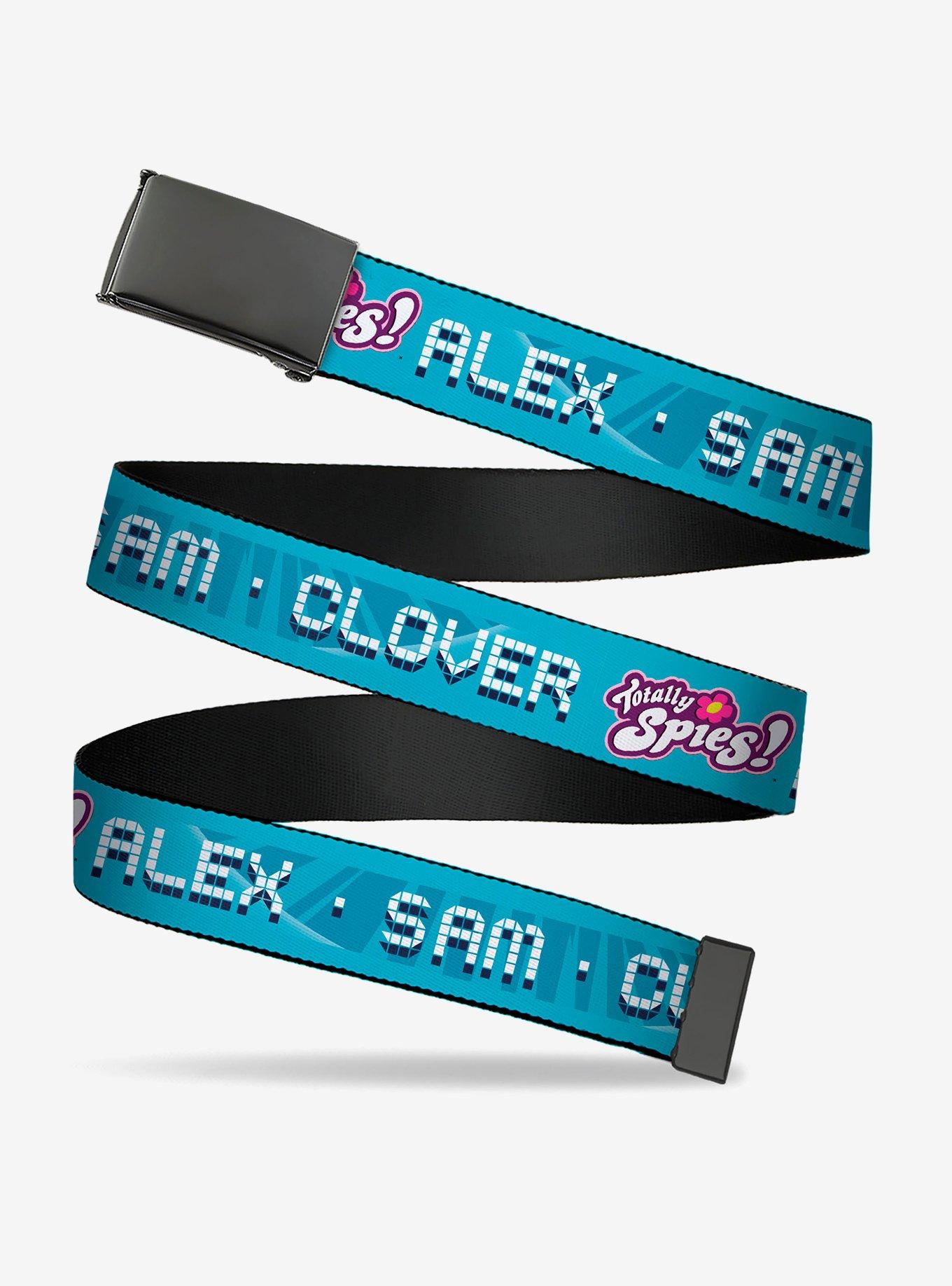 Totally Spies! Alex Sam Clover Text and Logo Blues Clamp Buckle Belt, , hi-res