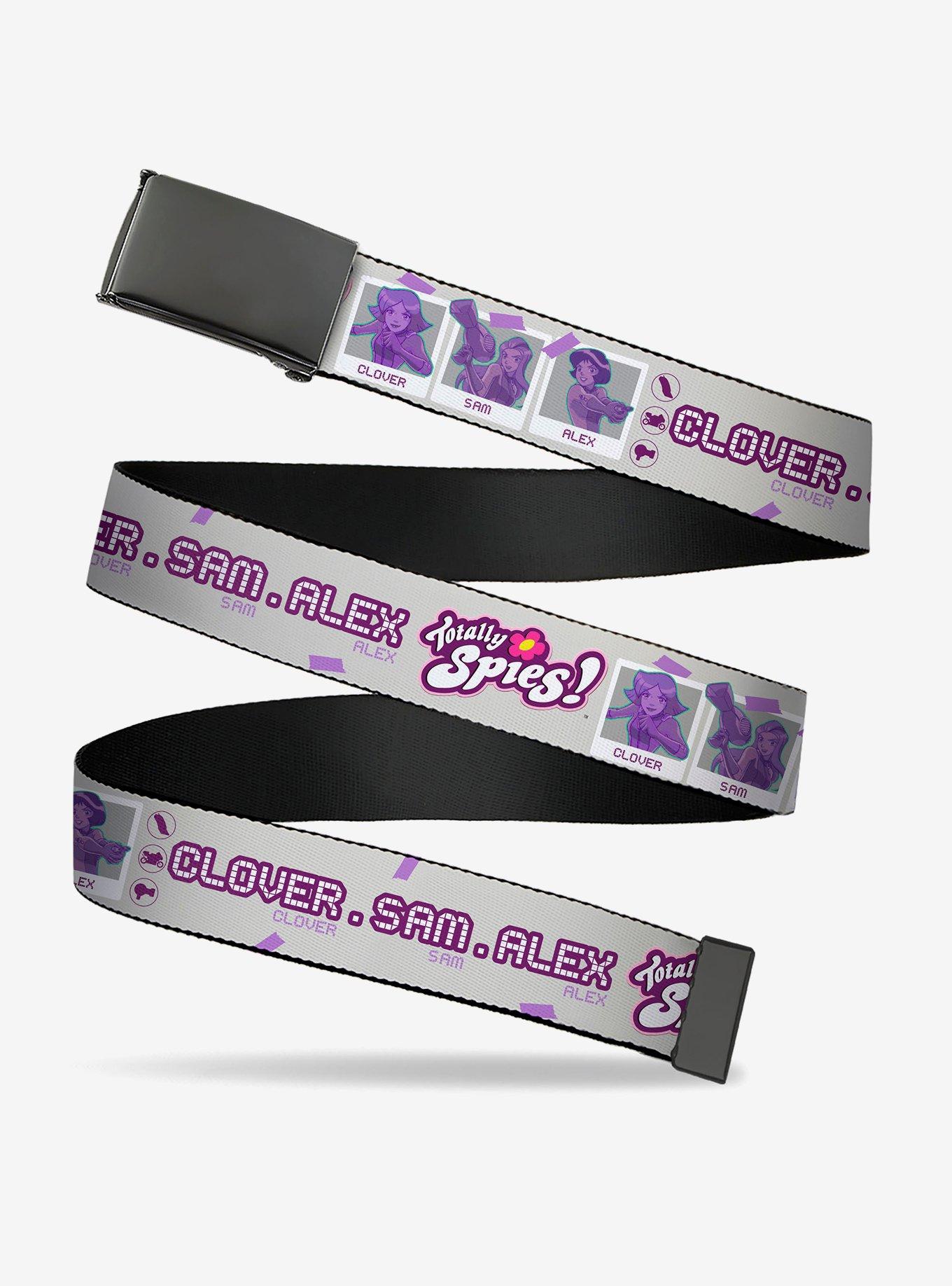 Totally Spies! Clover Sam Alex Pose and Text White Blue Clamp Buckle Belt, , hi-res
