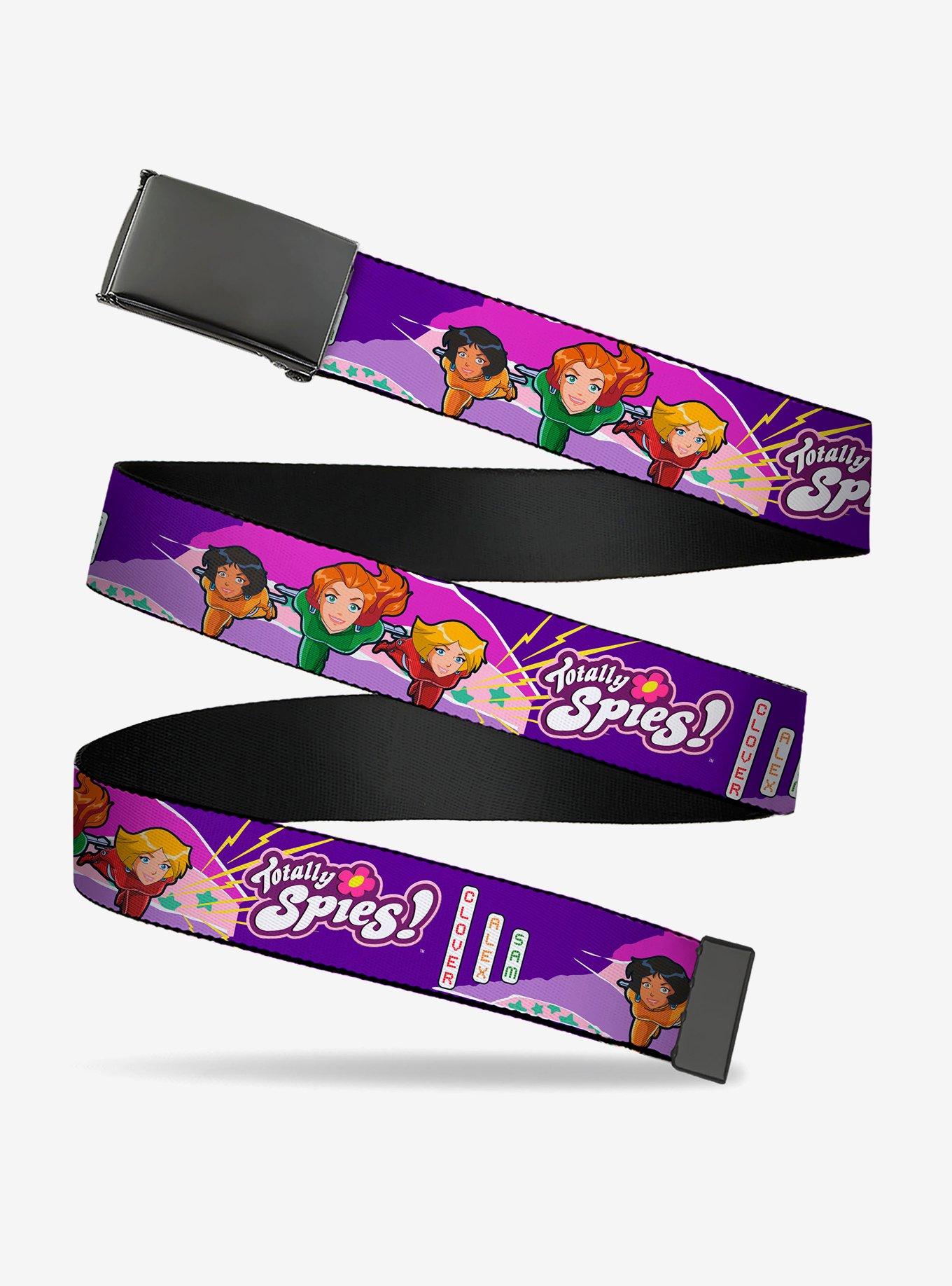 Totally Spies! Group Action Pose and Logo Blue Multi Clamp Buckle Belt, , hi-res