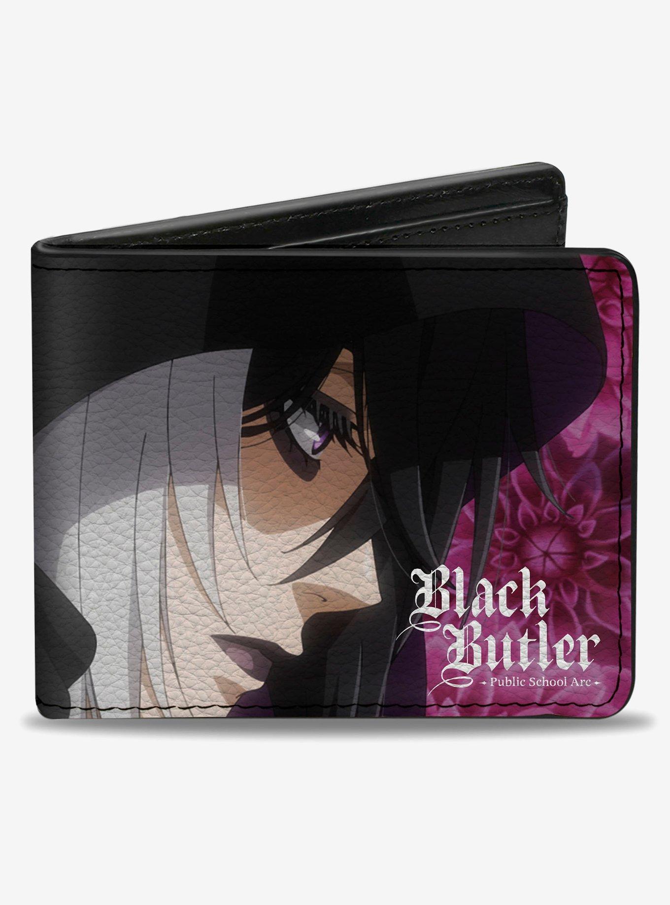 Black Butler Gregory Violet Dahlia Pose and Face Bifold Wallet, , hi-res