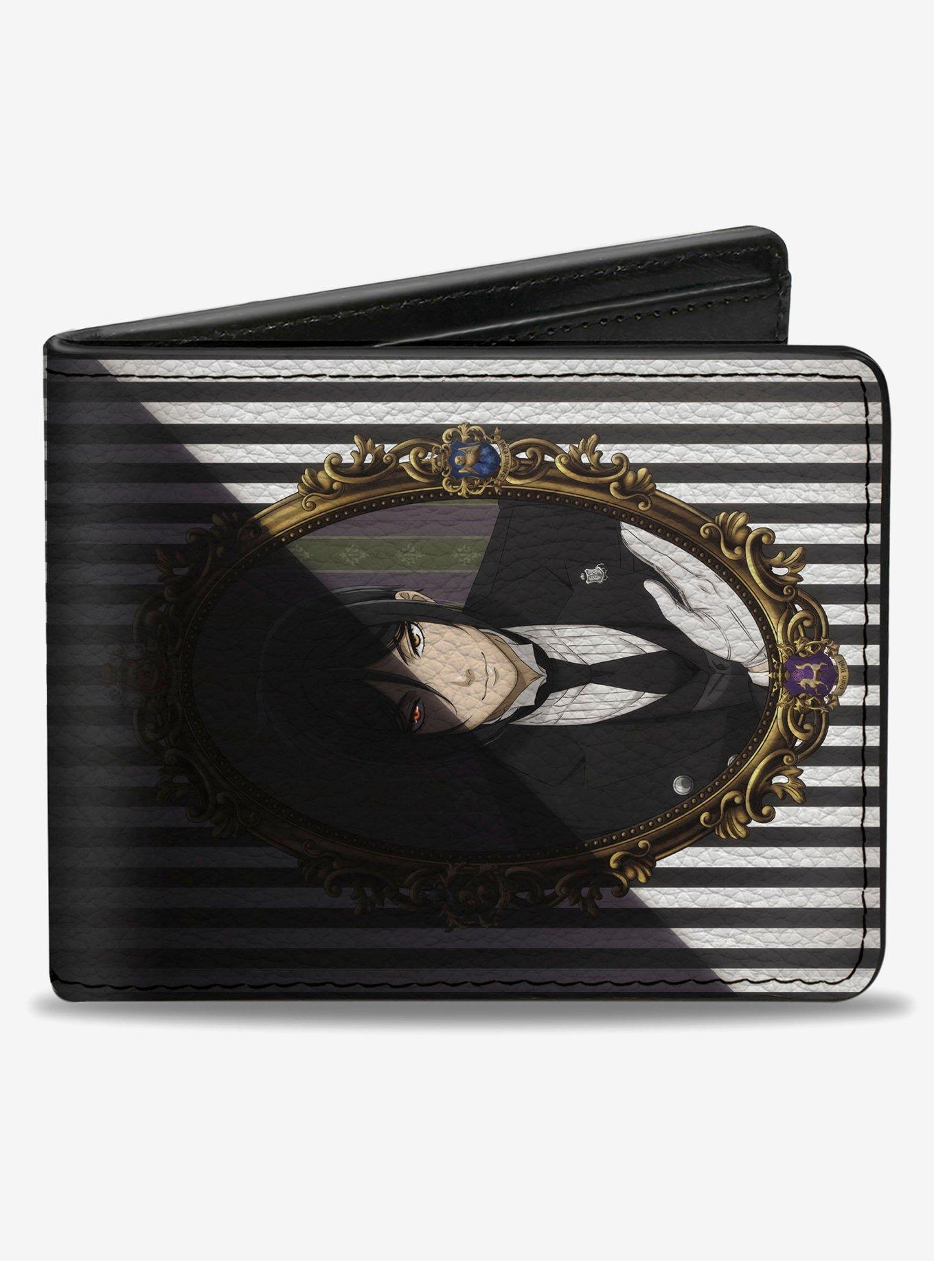 Black Butler Ciel and Sebastian Portrait Shadows Striping Bifold Wallet, , hi-res